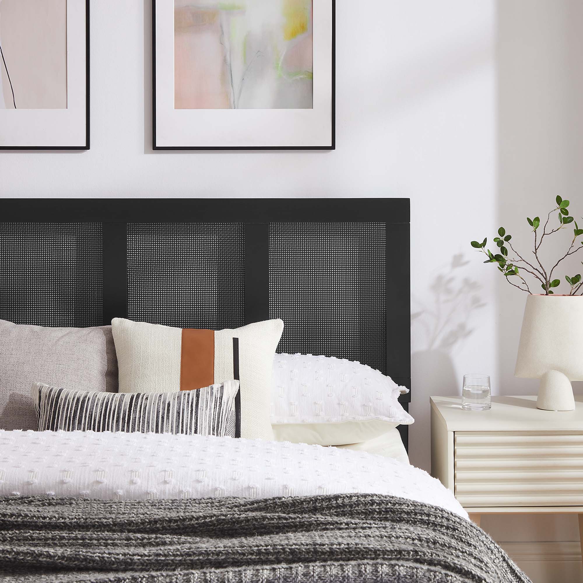 Modway Sirocco Rattan and Wood King Platform Bed