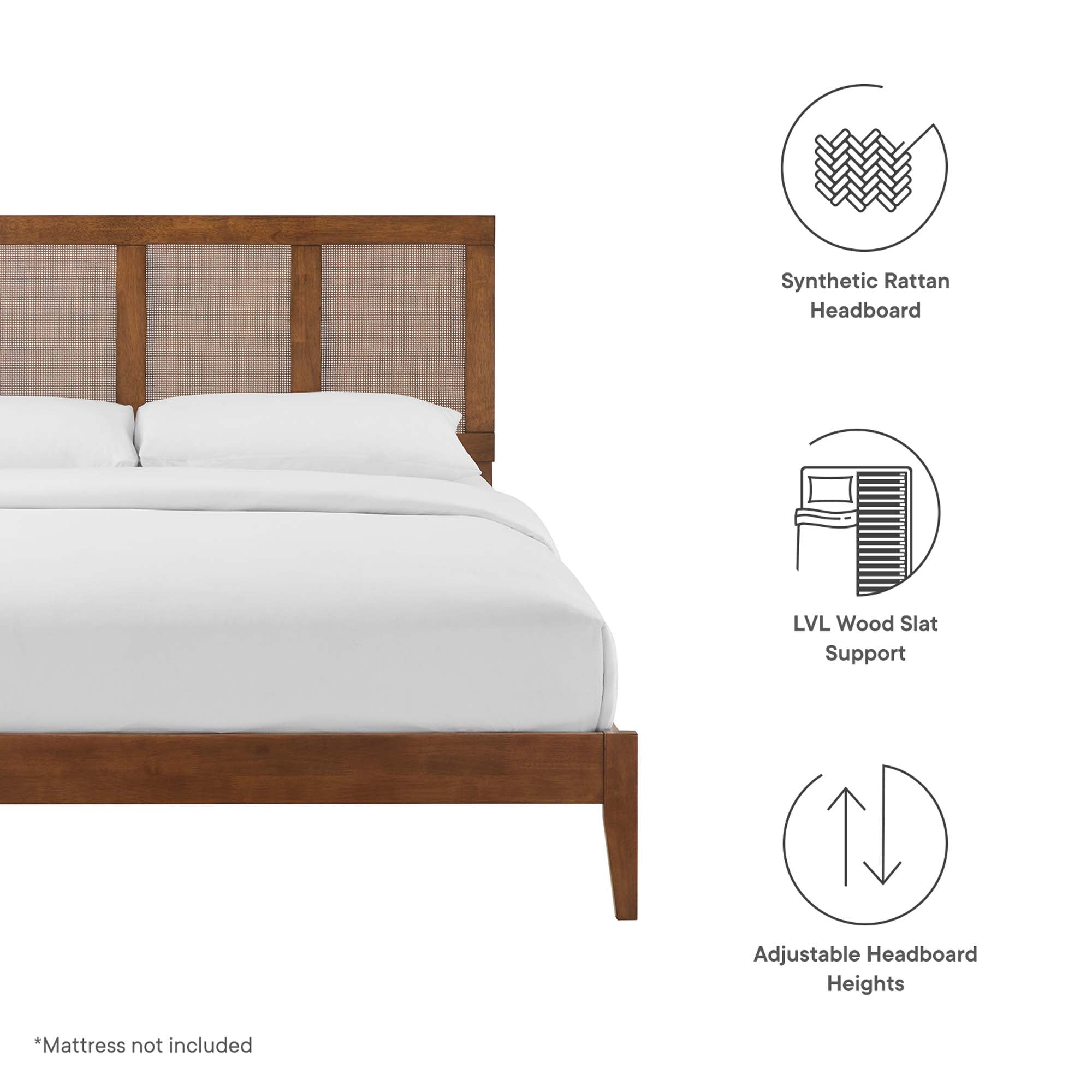 Modway Sirocco Rattan and Wood King Platform Bed