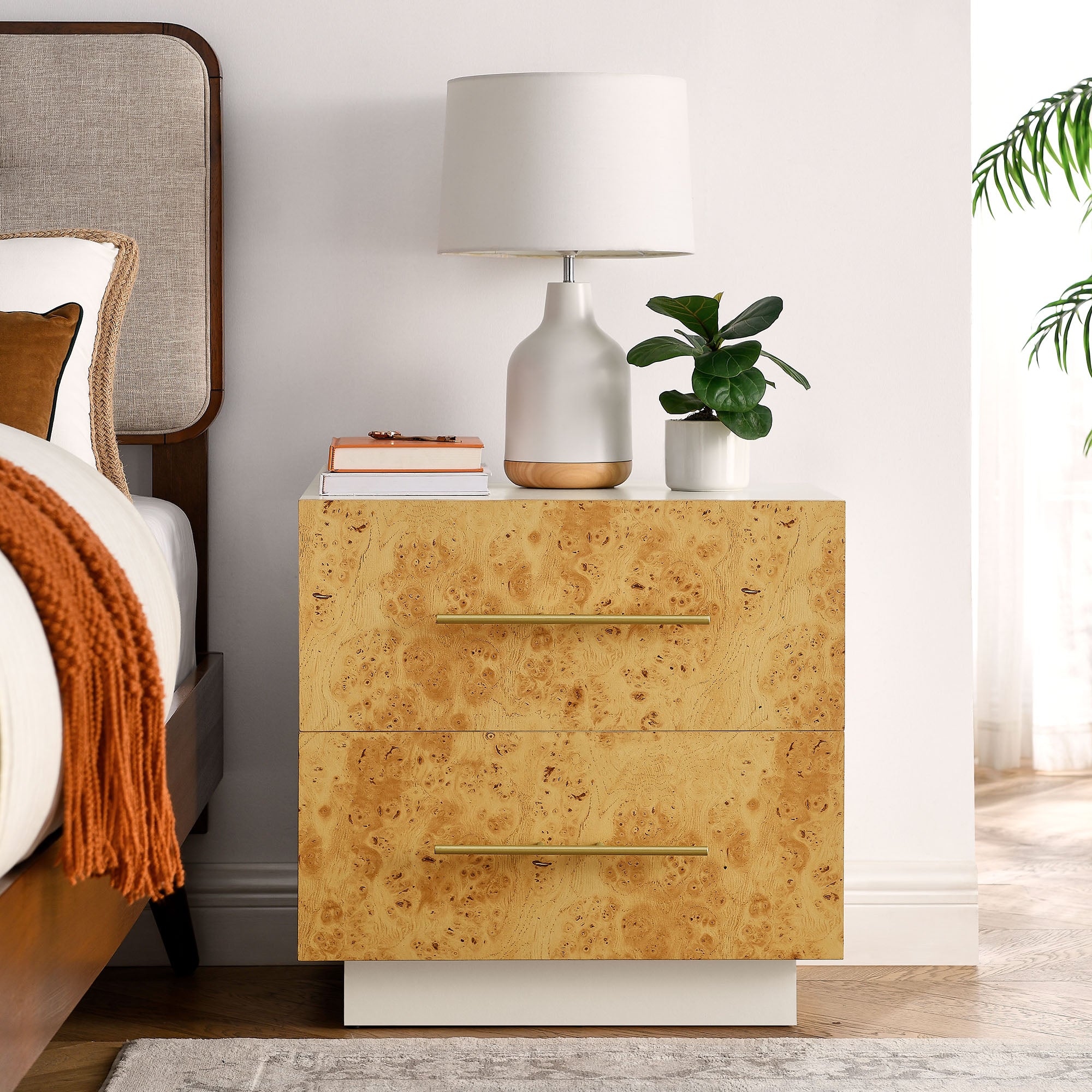 Modway Abel 2-Drawer Burl Wood Nightstand