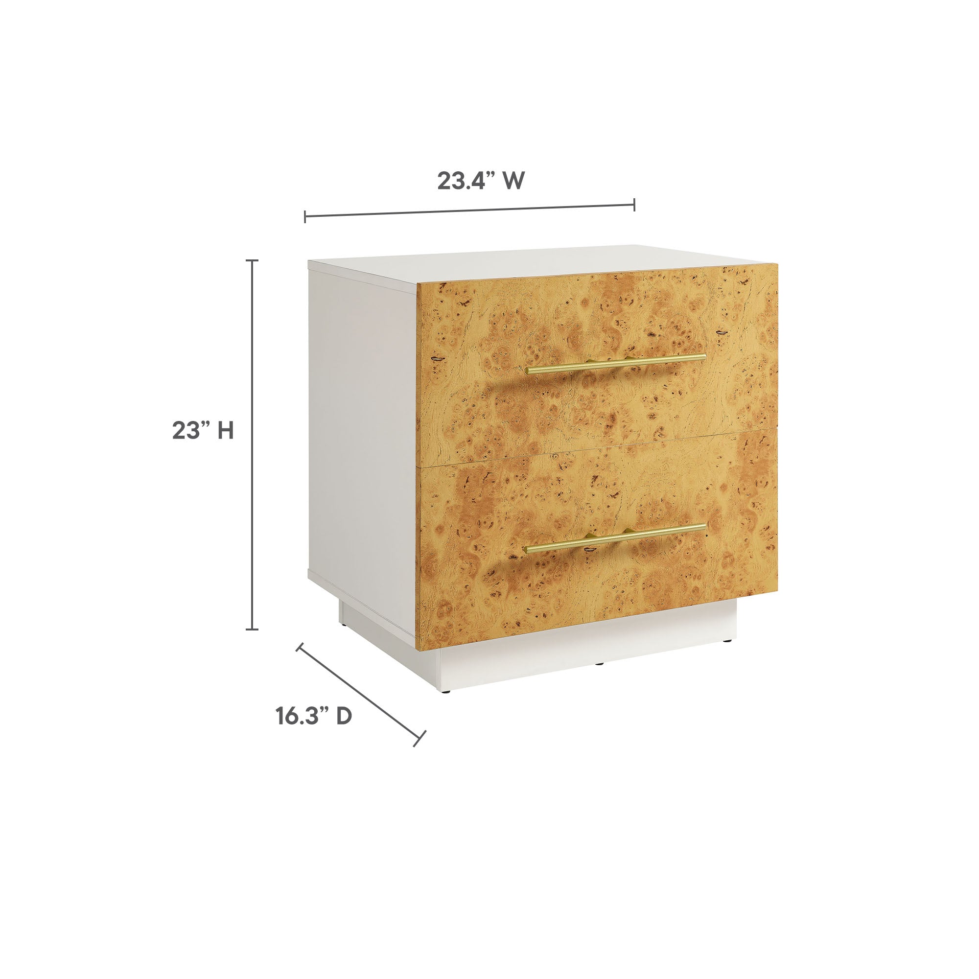 Modway Abel 2-Drawer Burl Wood Nightstand