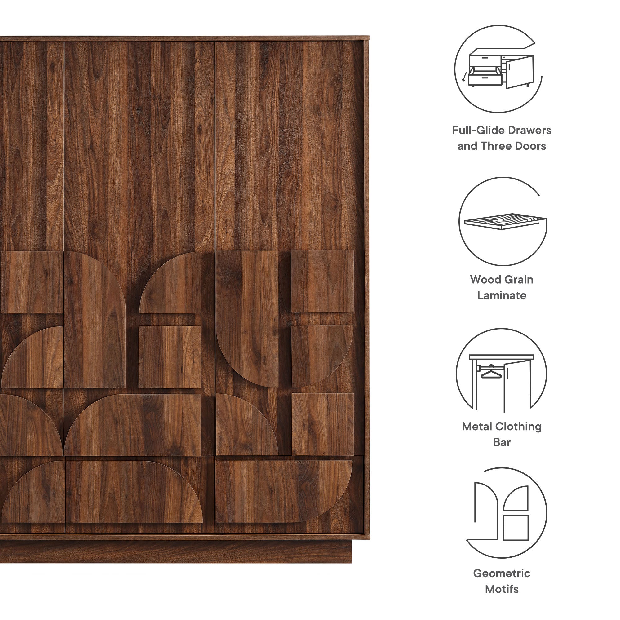 Modway Bulwark 3-Door Wardrobe Closet