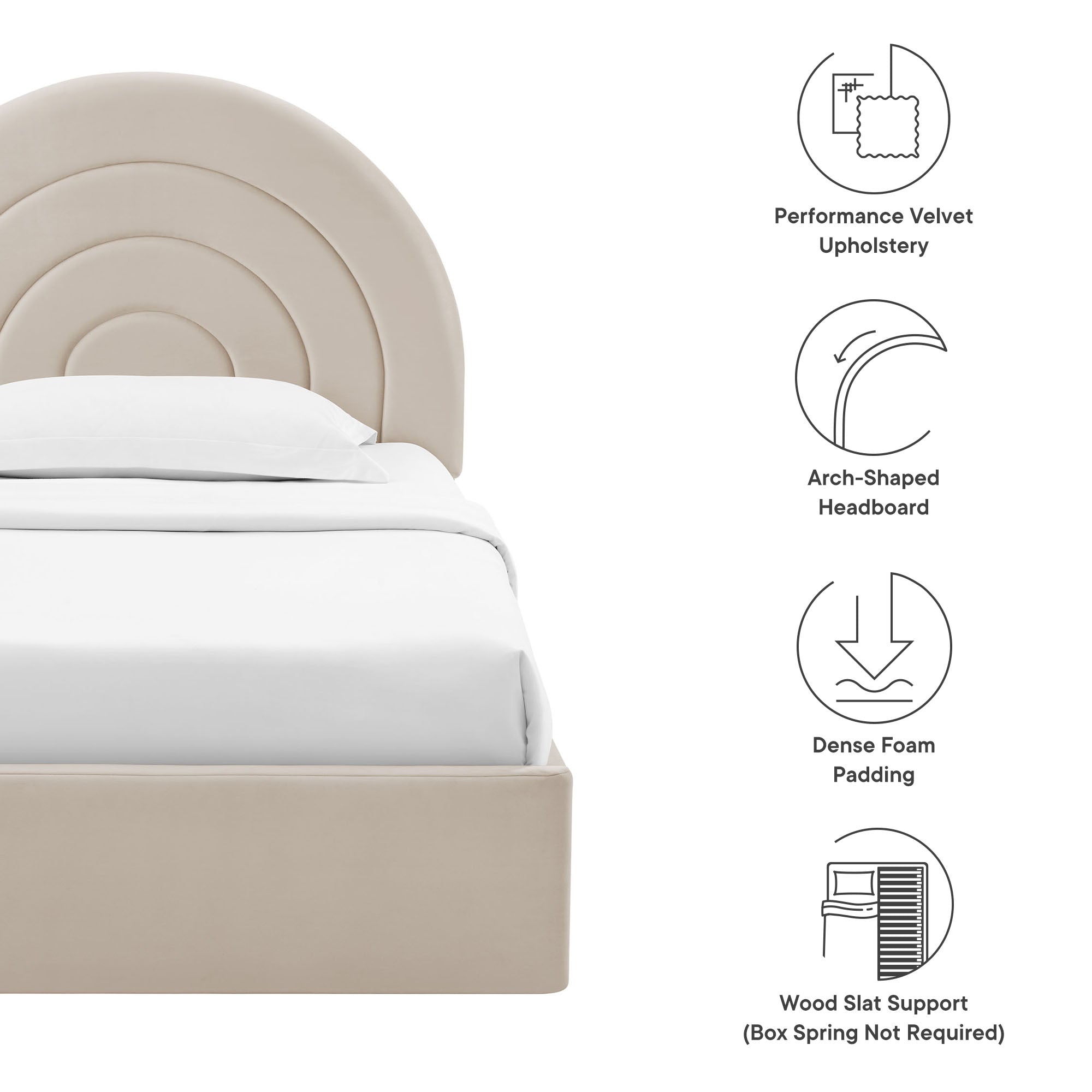 Modway Solana Arched Performance Velvet Twin Platform Bed