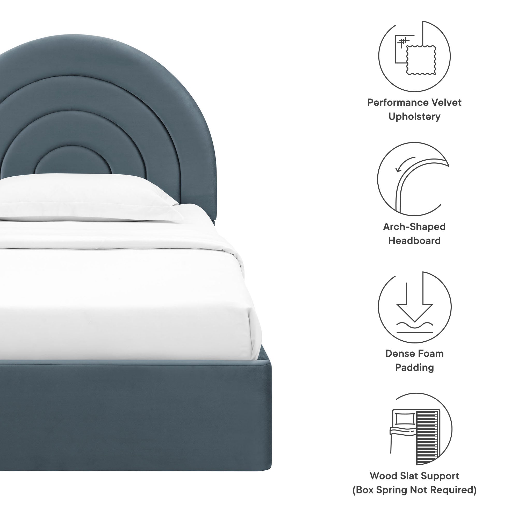 Modway Solana Arched Performance Velvet Twin Platform Bed