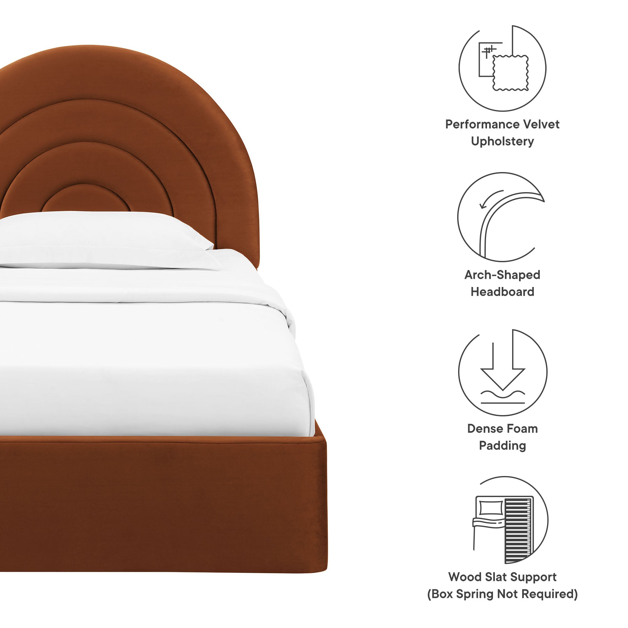 Modway Solana Arched Performance Velvet Twin Platform Bed