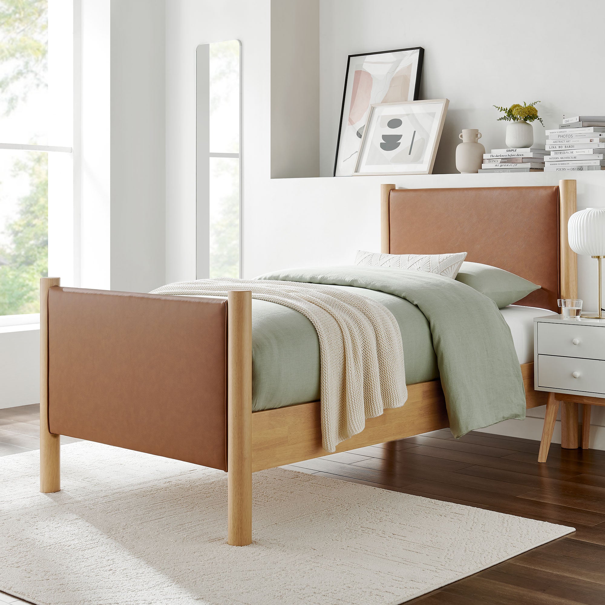 Modway Maven Twin Size Vegan Leather Upholstered Platform Bed