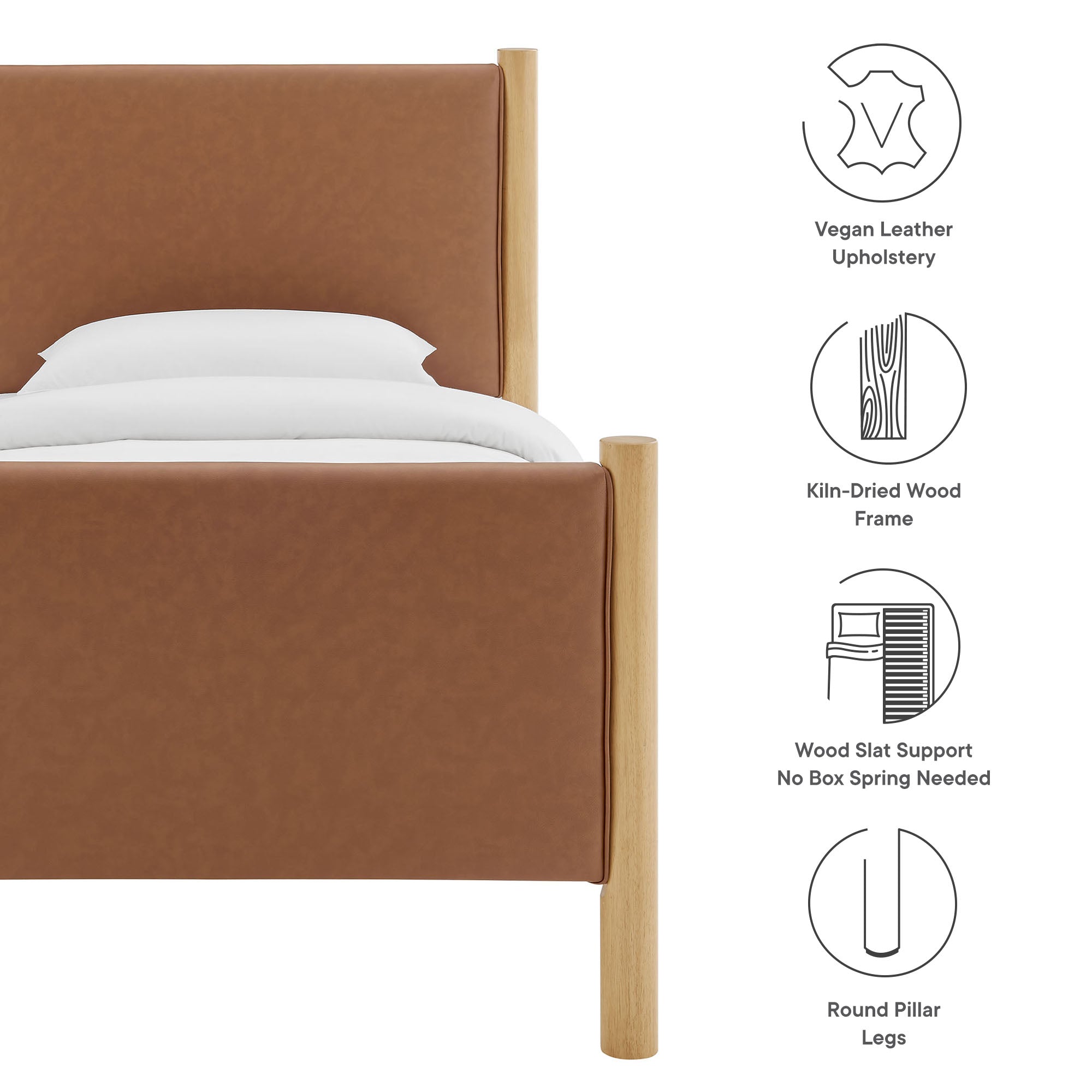 Modway Maven Twin Size Vegan Leather Upholstered Platform Bed
