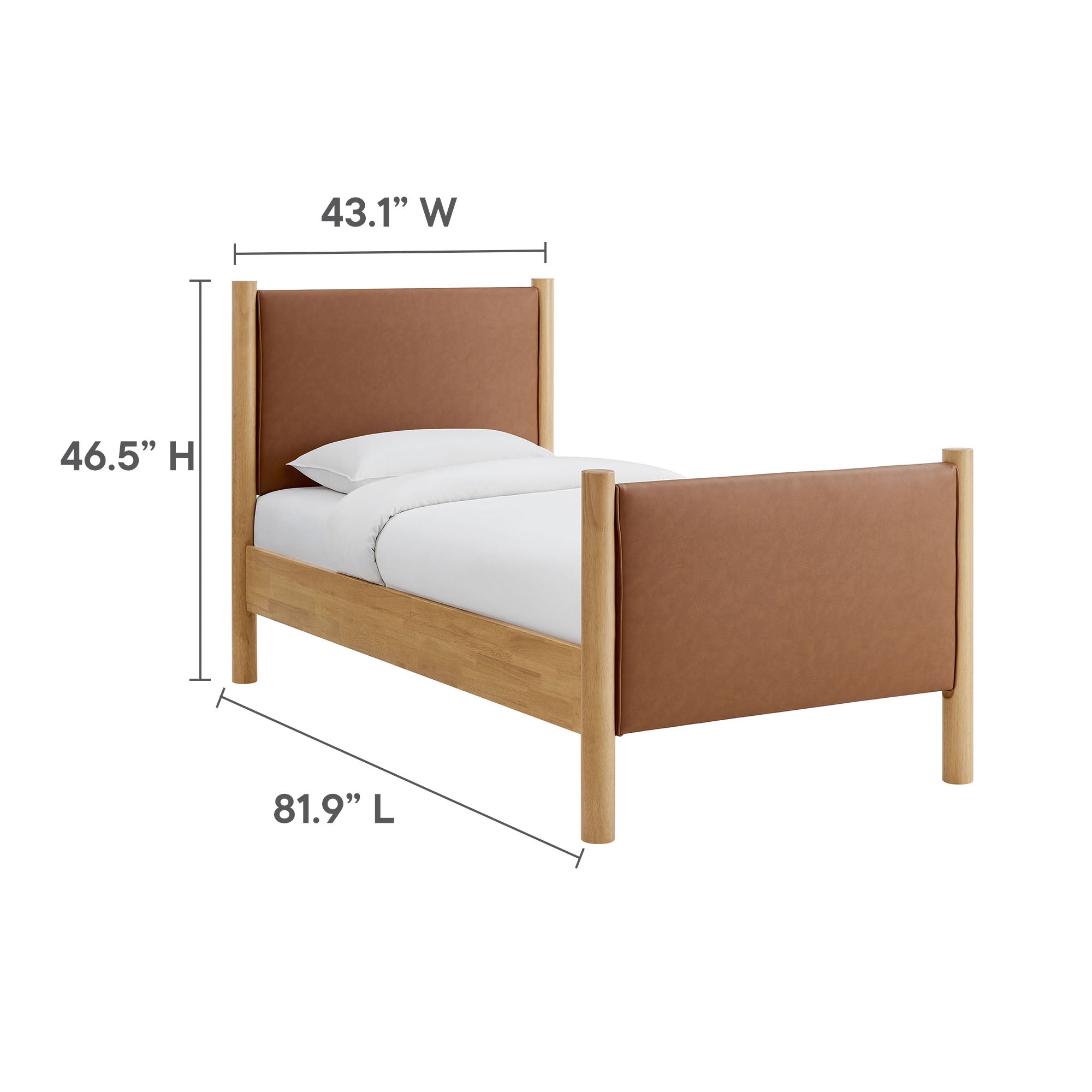 Modway Maven Twin Size Vegan Leather Upholstered Platform Bed