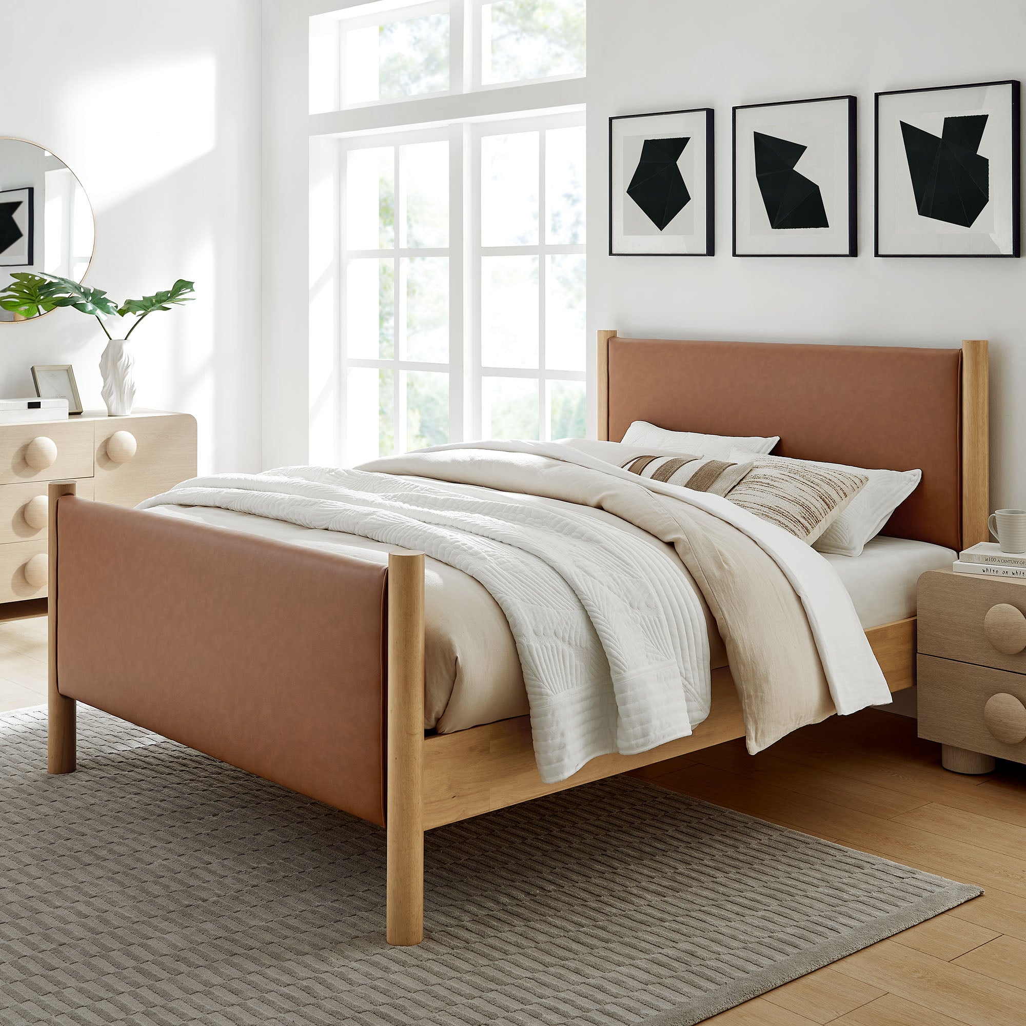 Modway Maven Full Size Vegan Leather Upholstered Platform Bed