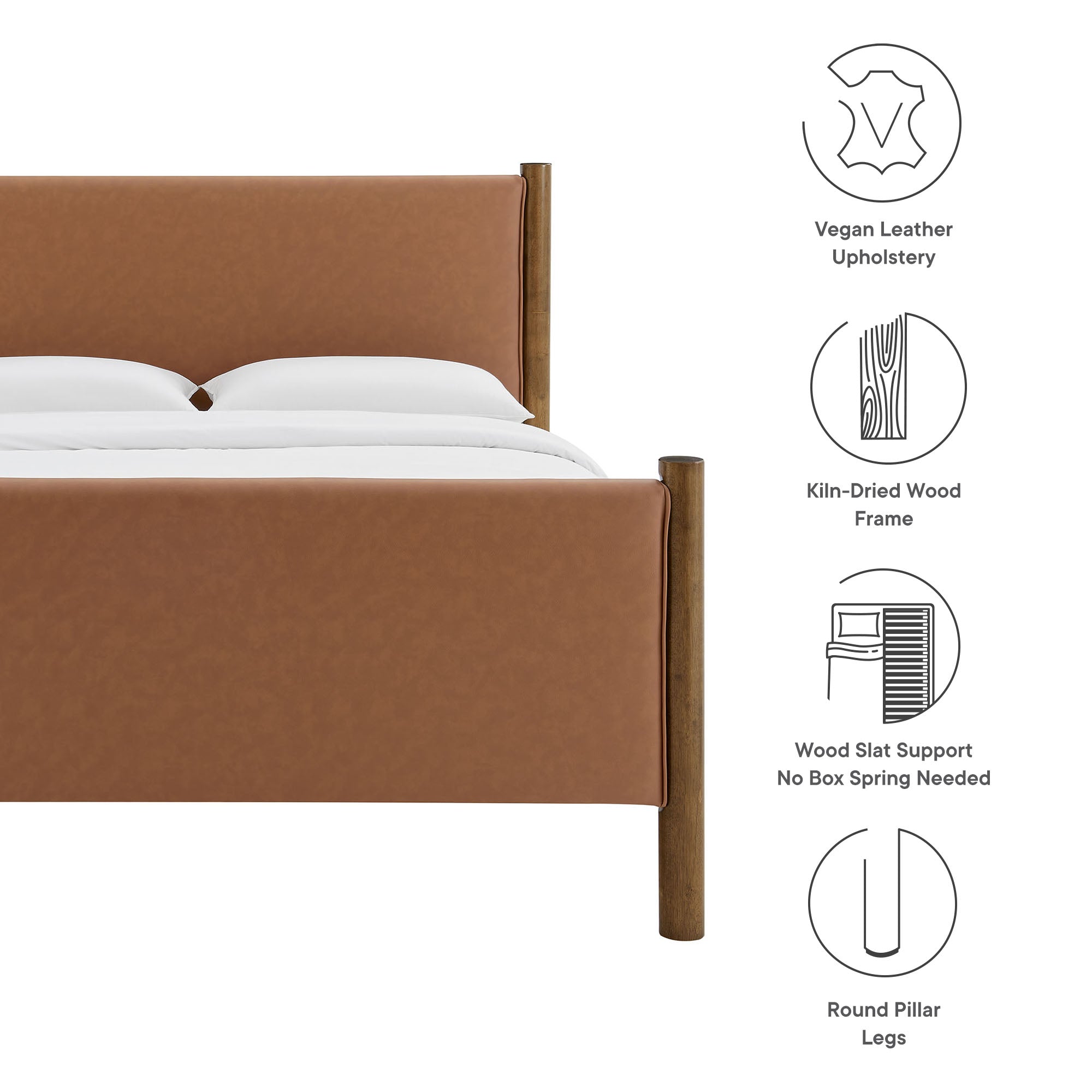 Modway Maven Full Size Vegan Leather Upholstered Platform Bed