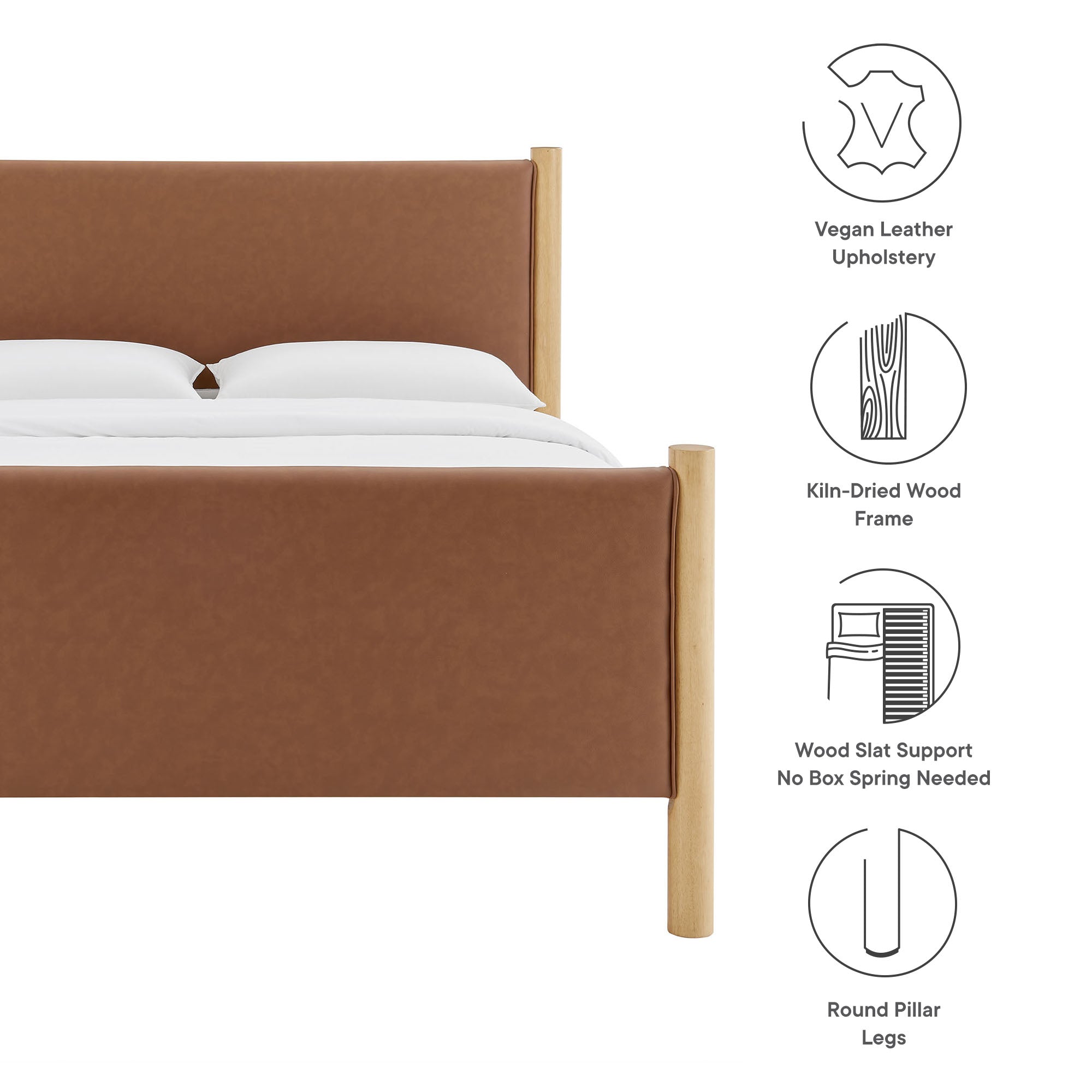 Modway Maven Queen Size Vegan Leather Upholstered Platform Bed