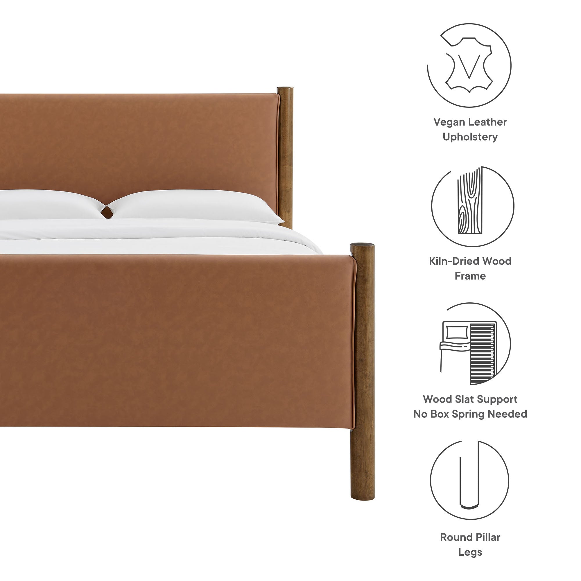 Modway Maven Queen Size Vegan Leather Upholstered Platform Bed