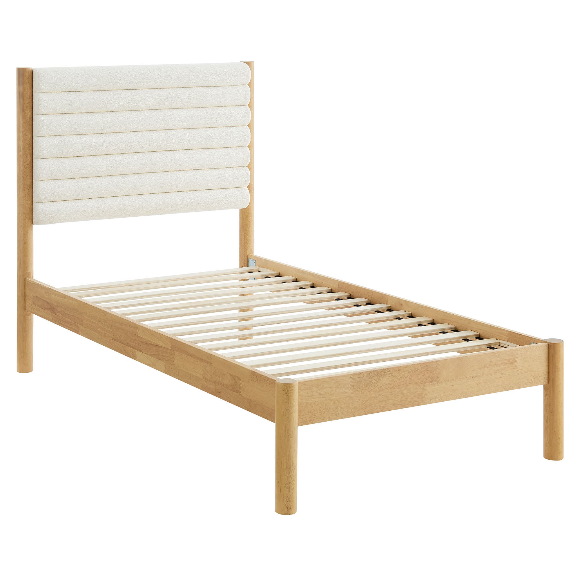 Modway Olea Channel Tufted Boucle Solid Wood Twin Platform Bed