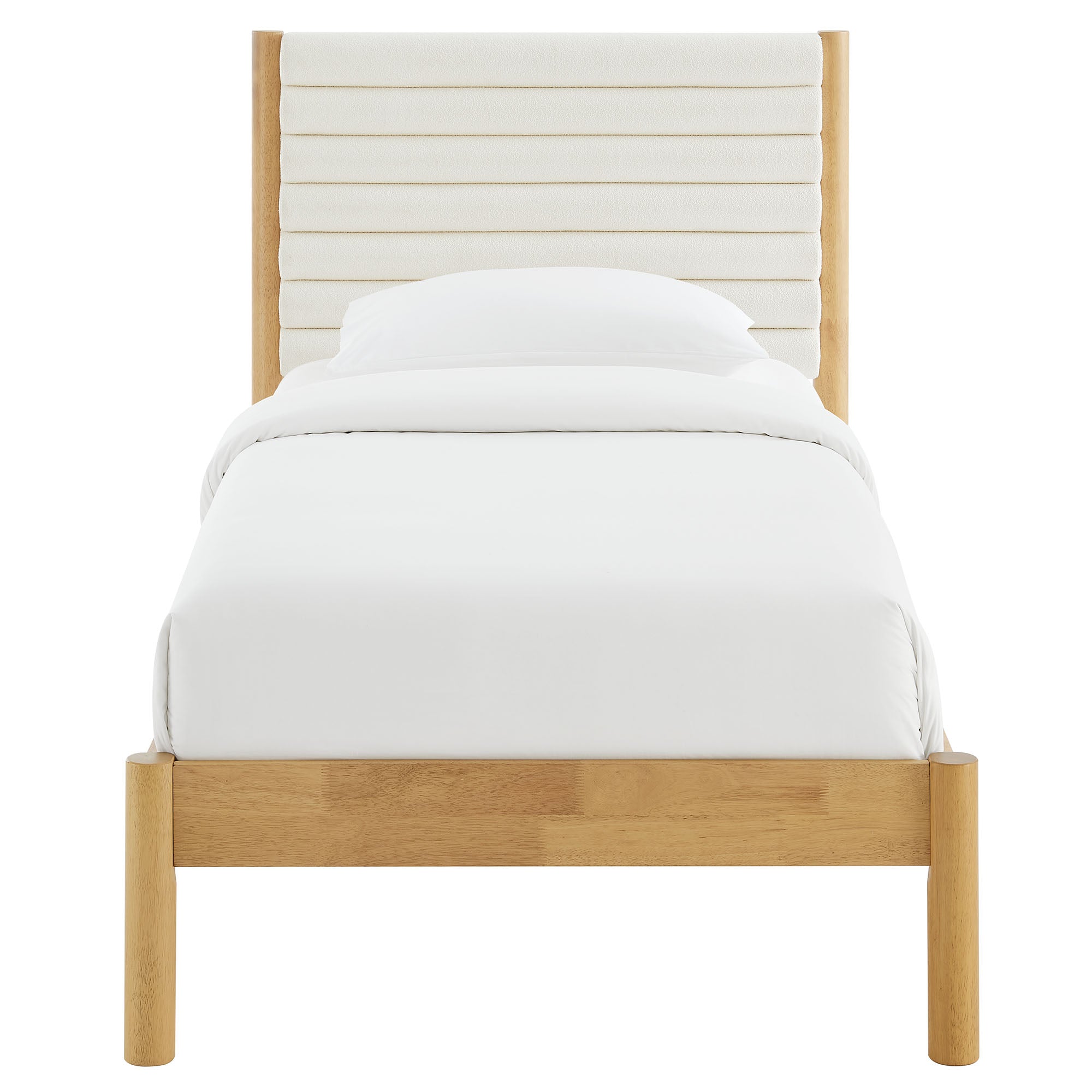 Modway Olea Channel Tufted Boucle Solid Wood Twin Platform Bed