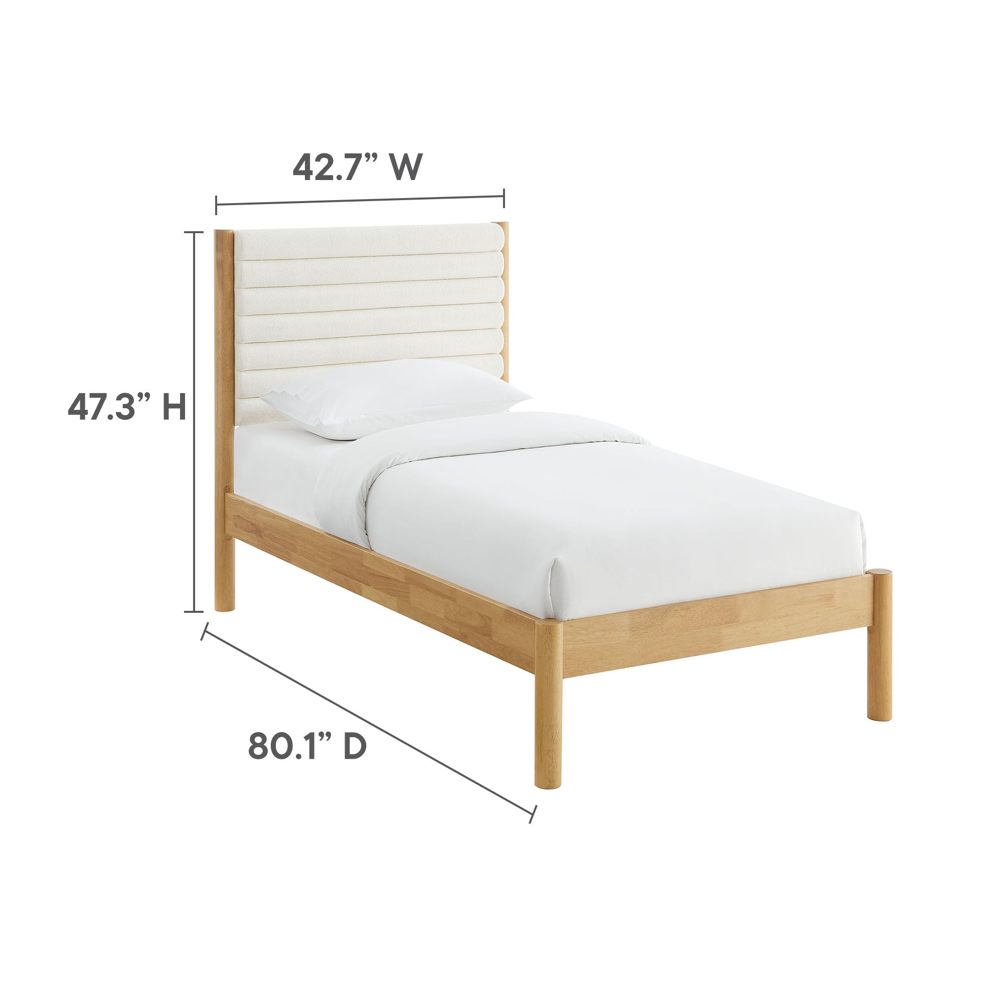 Modway Olea Channel Tufted Boucle Solid Wood Twin Platform Bed
