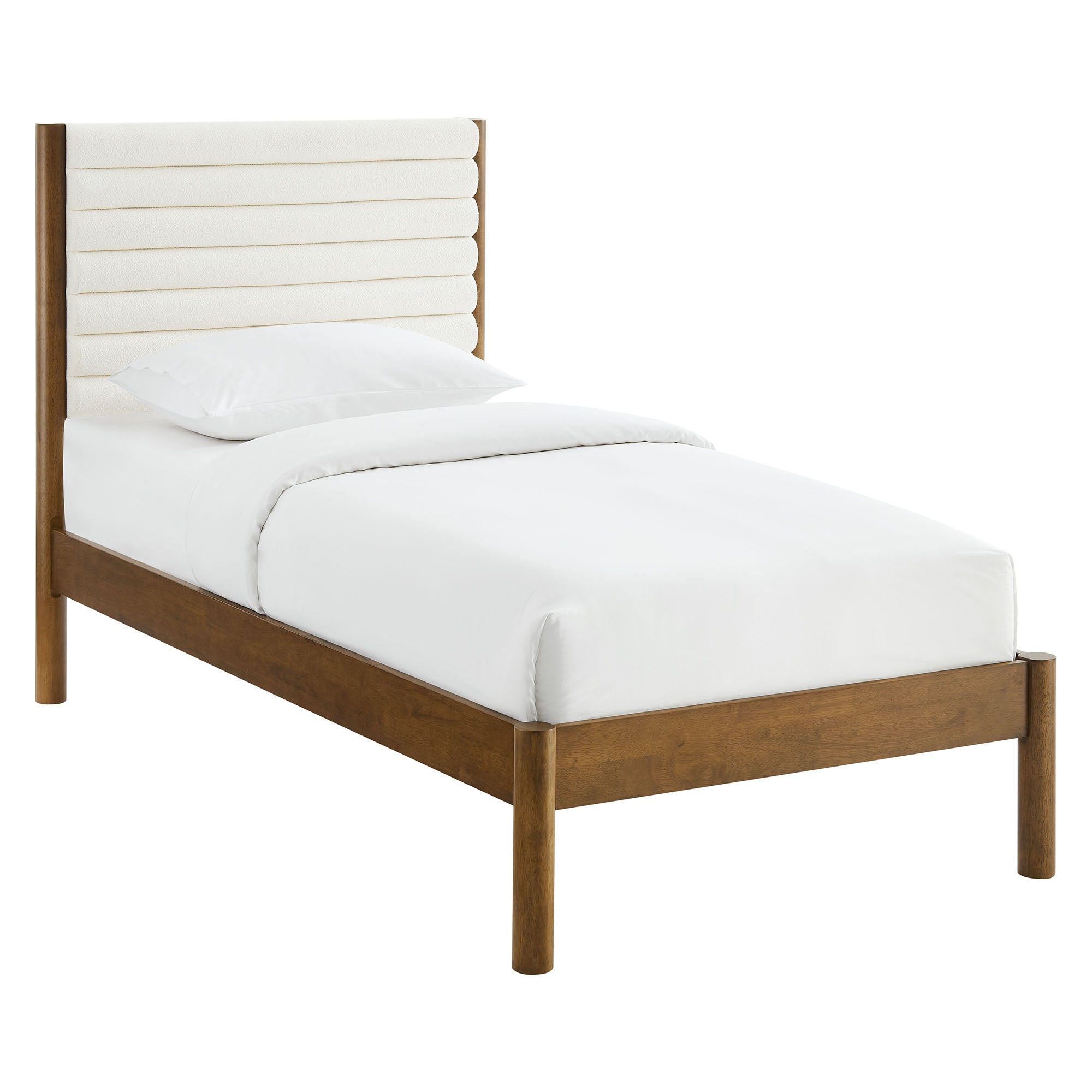 Modway Olea Channel Tufted Boucle Solid Wood Twin Platform Bed