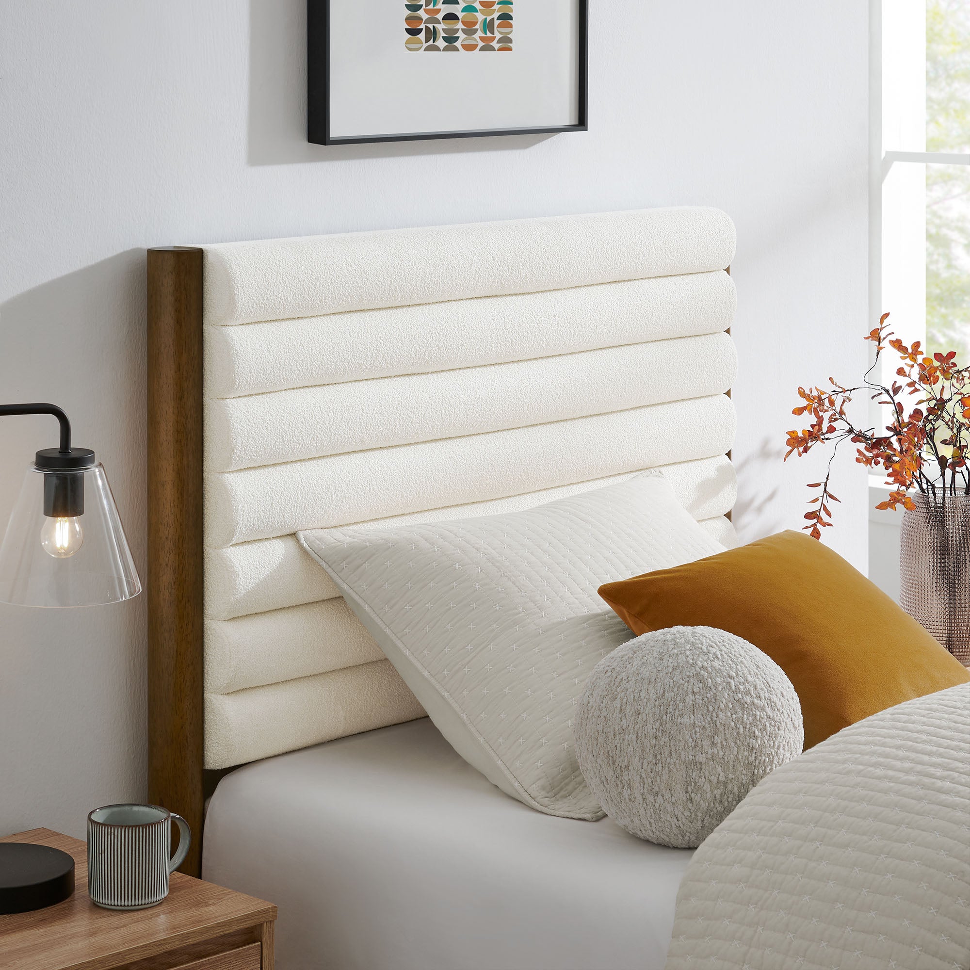 Modway Olea Channel Tufted Boucle Solid Wood Twin Platform Bed