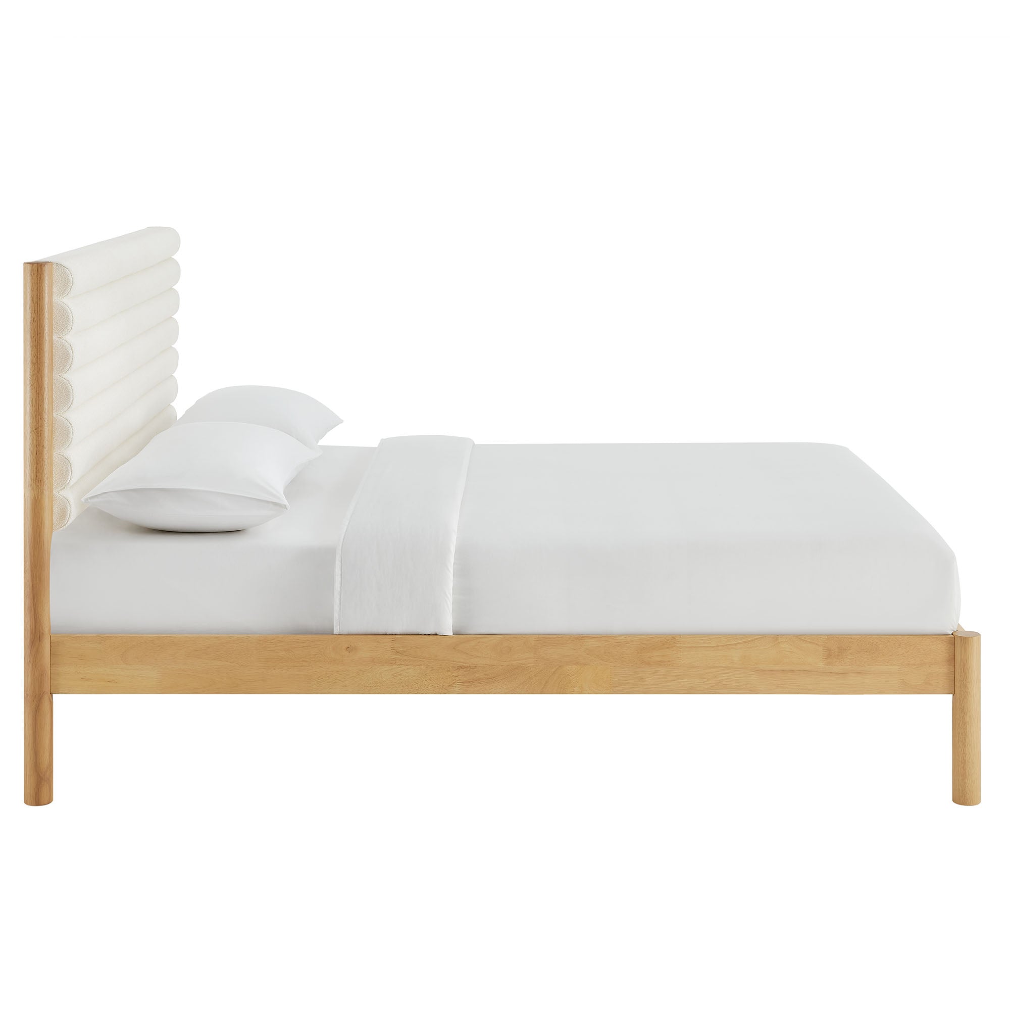 Modway Olea Channel Tufted Boucle Solid Wood Full Platform Bed