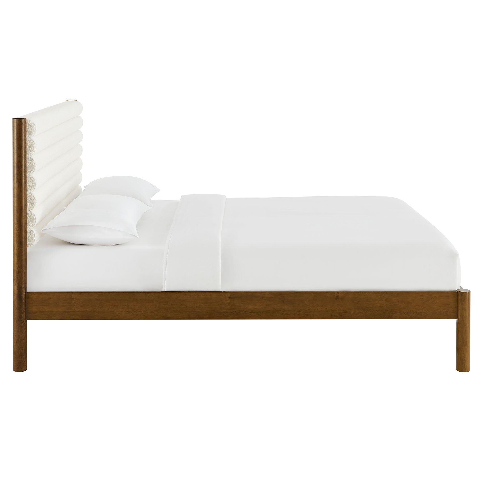 Modway Olea Channel Tufted Boucle Solid Wood Queen Platform Bed