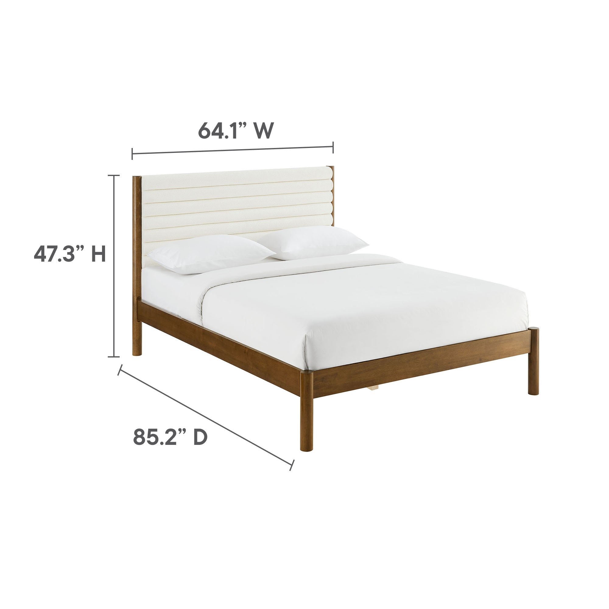 Modway Olea Channel Tufted Boucle Solid Wood Queen Platform Bed