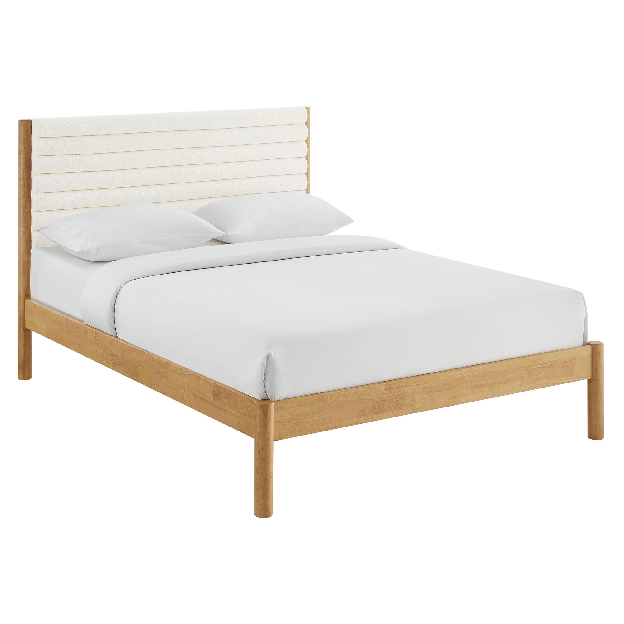 Modway Olea Channel Tufted Boucle Solid Wood King Platform Bed