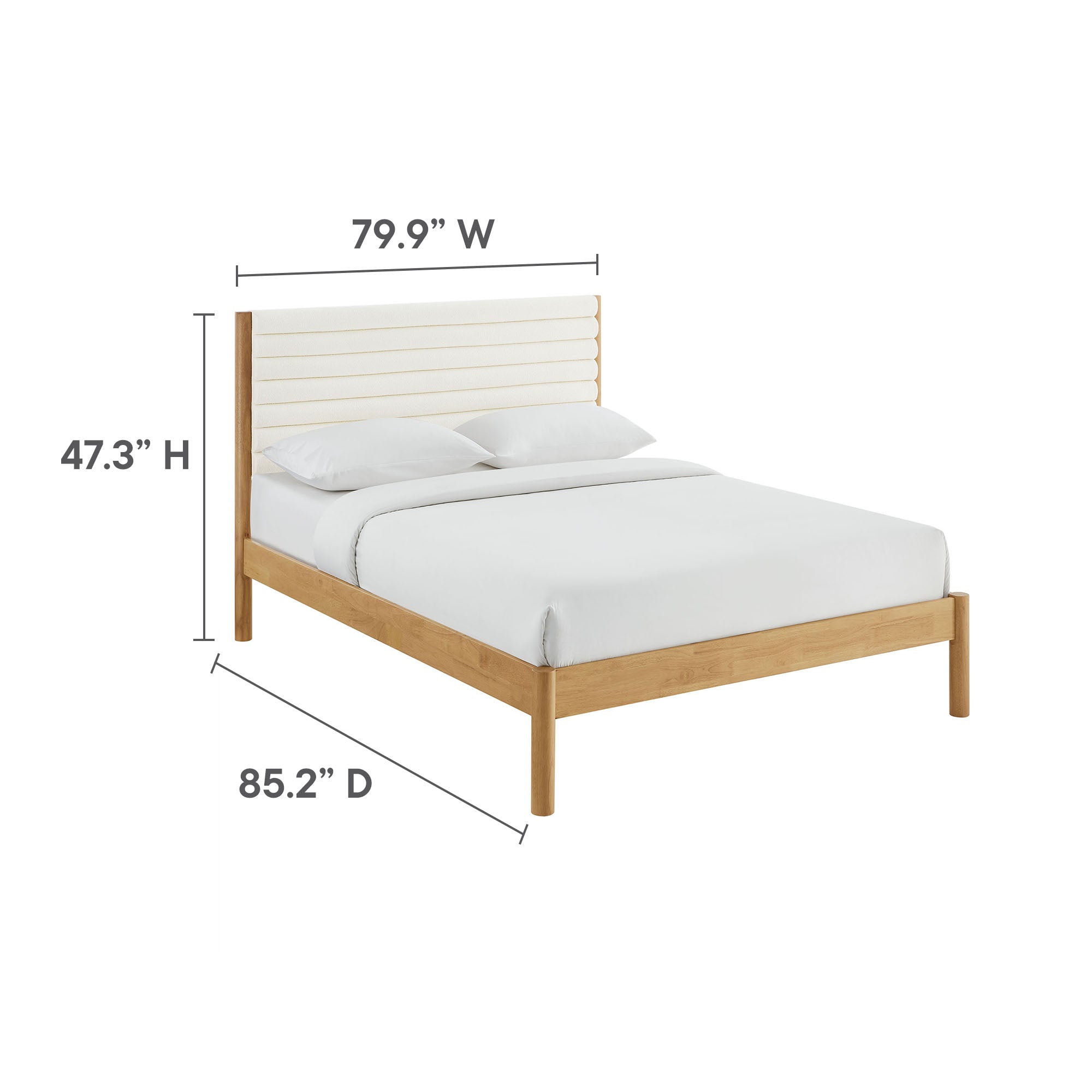 Modway Olea Channel Tufted Boucle Solid Wood King Platform Bed