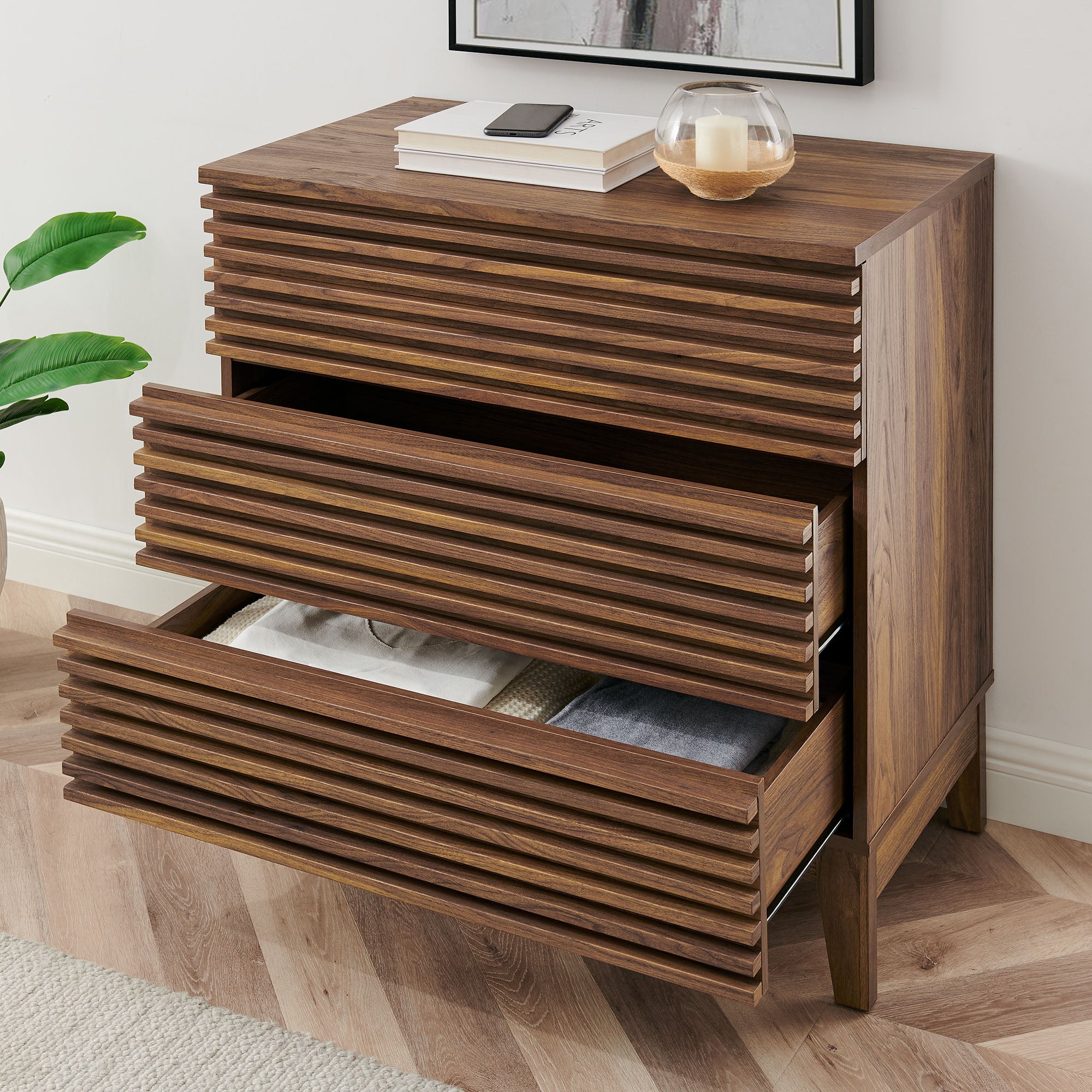 Modway Render Large 3-Drawer Nightstand