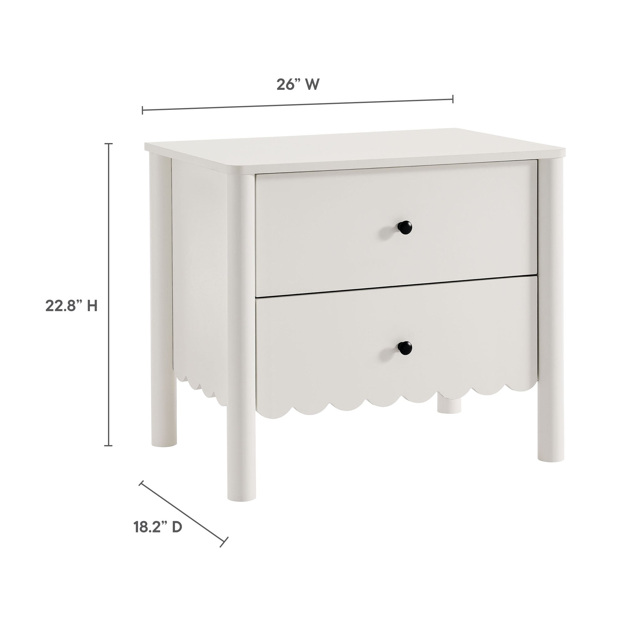Modway Emmeline Scalloped 2-Drawer Nightstand
