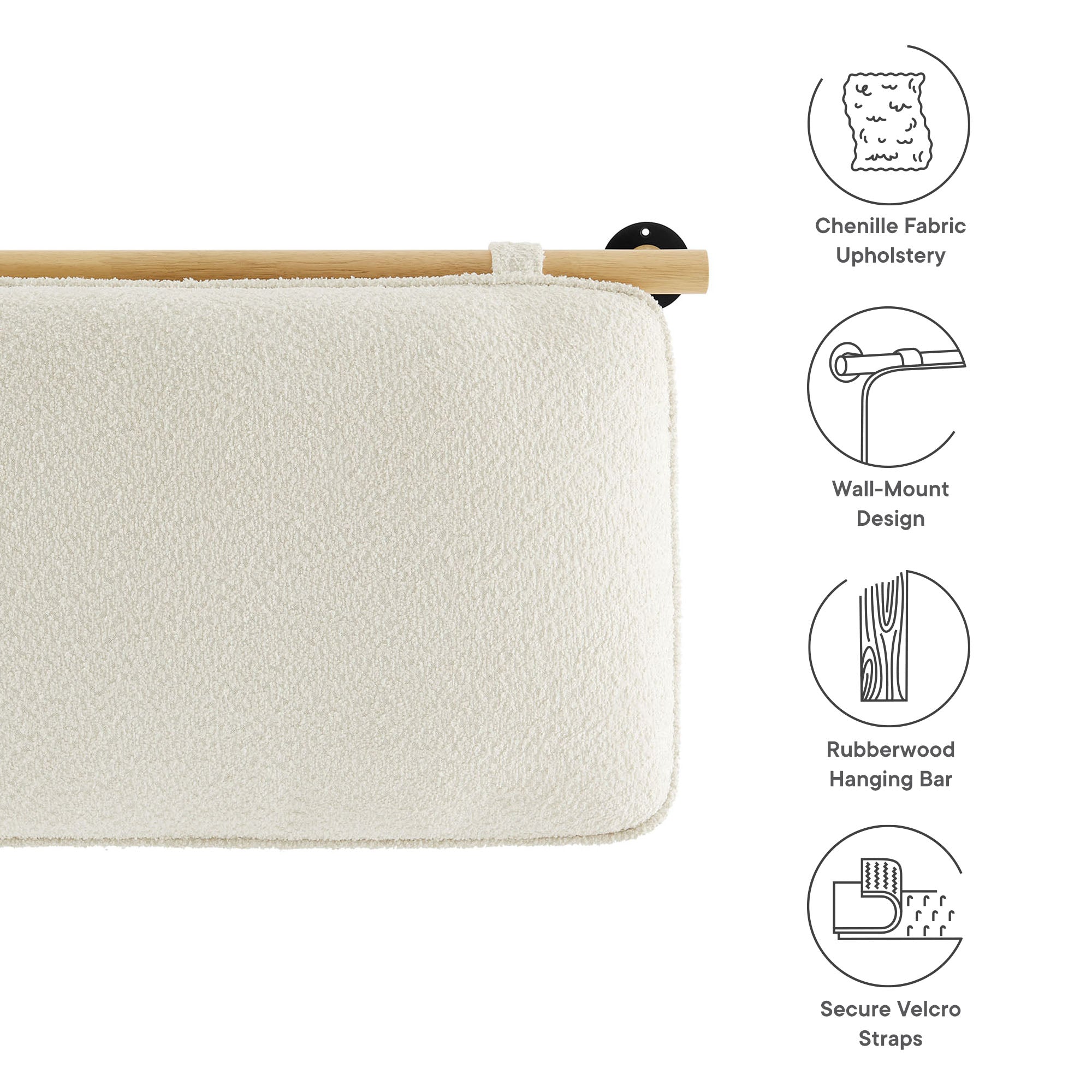 Modway Anela Wall-Mounted Chenille Upholstered Queen Headboard