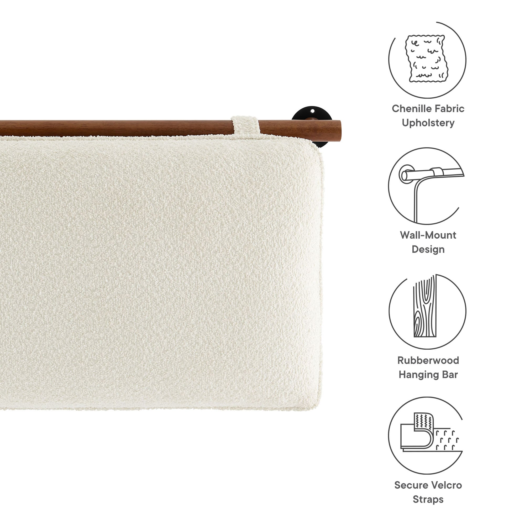 Modway Anela Wall-Mounted Chenille Upholstered Queen Headboard