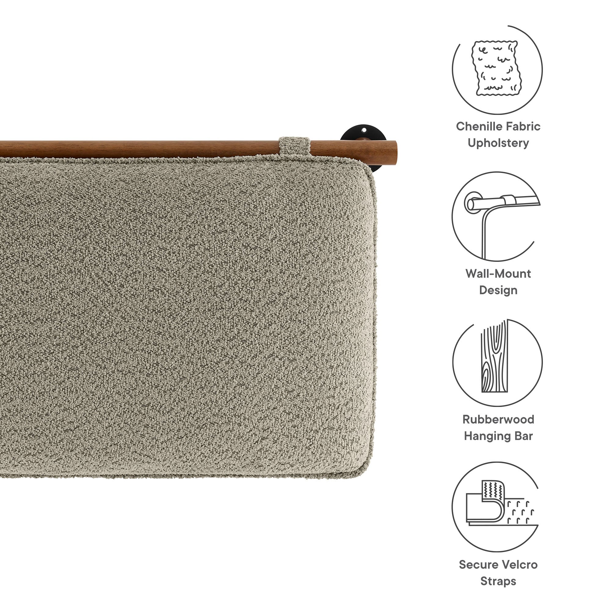 Modway Anela Wall-Mounted Chenille Upholstered Queen Headboard