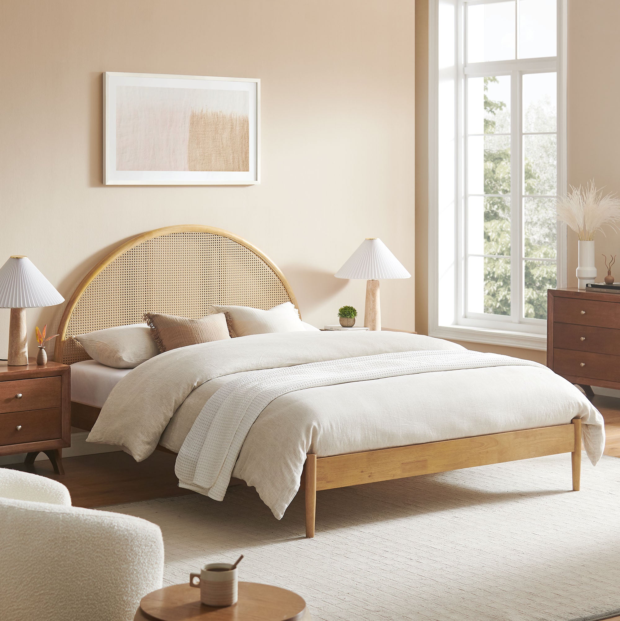 Modway Odette Queen Arched Rattan Cane Platform Bed