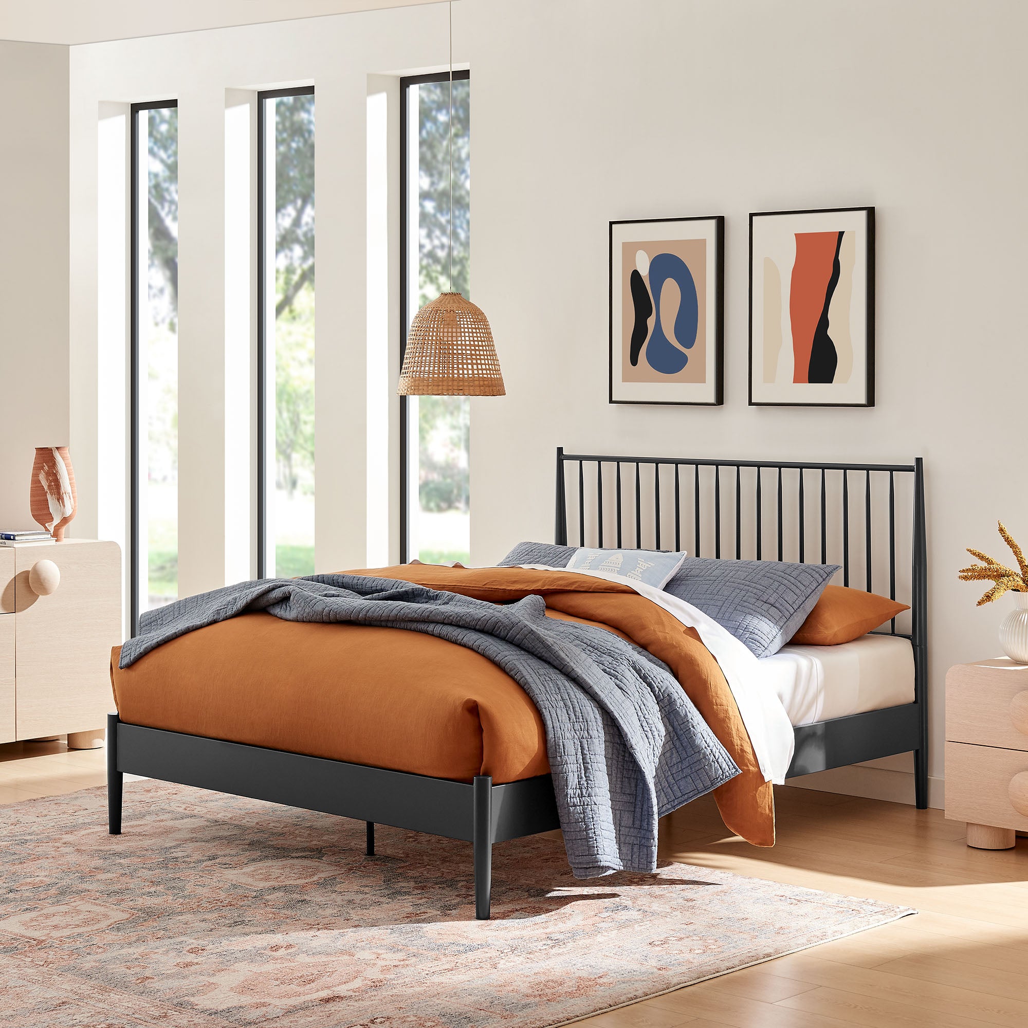Adair Spindle Metal Full Platform Bed
