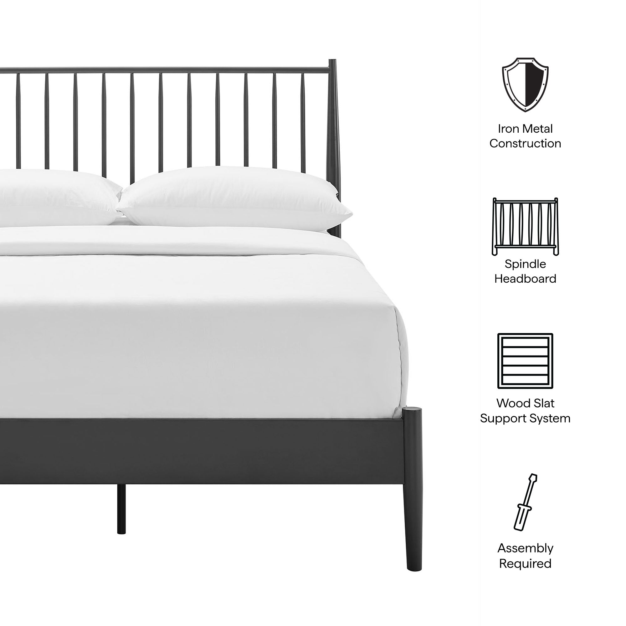 Adair Spindle Metal Full Platform Bed