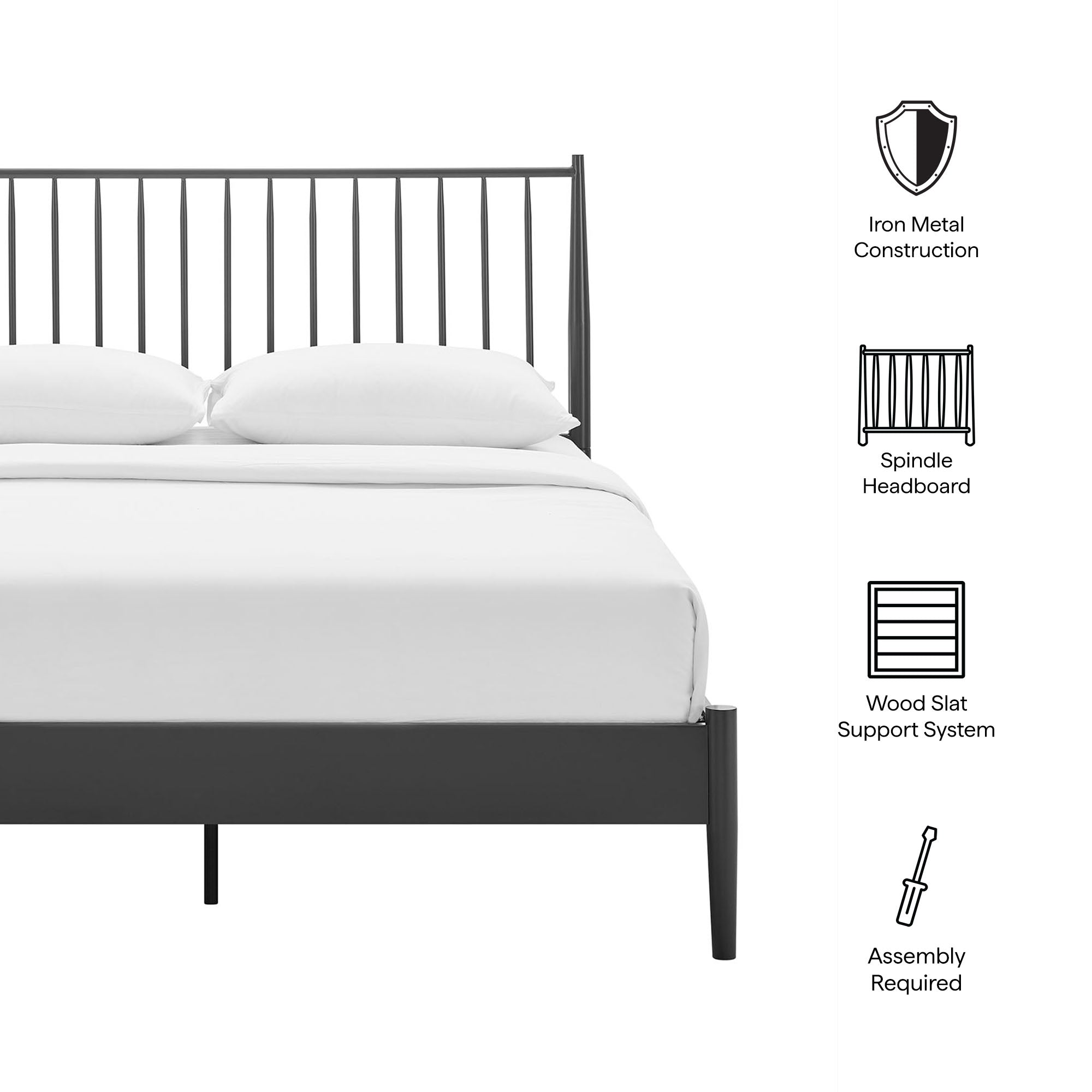 Adair Spindle Metal Queen Platform Bed