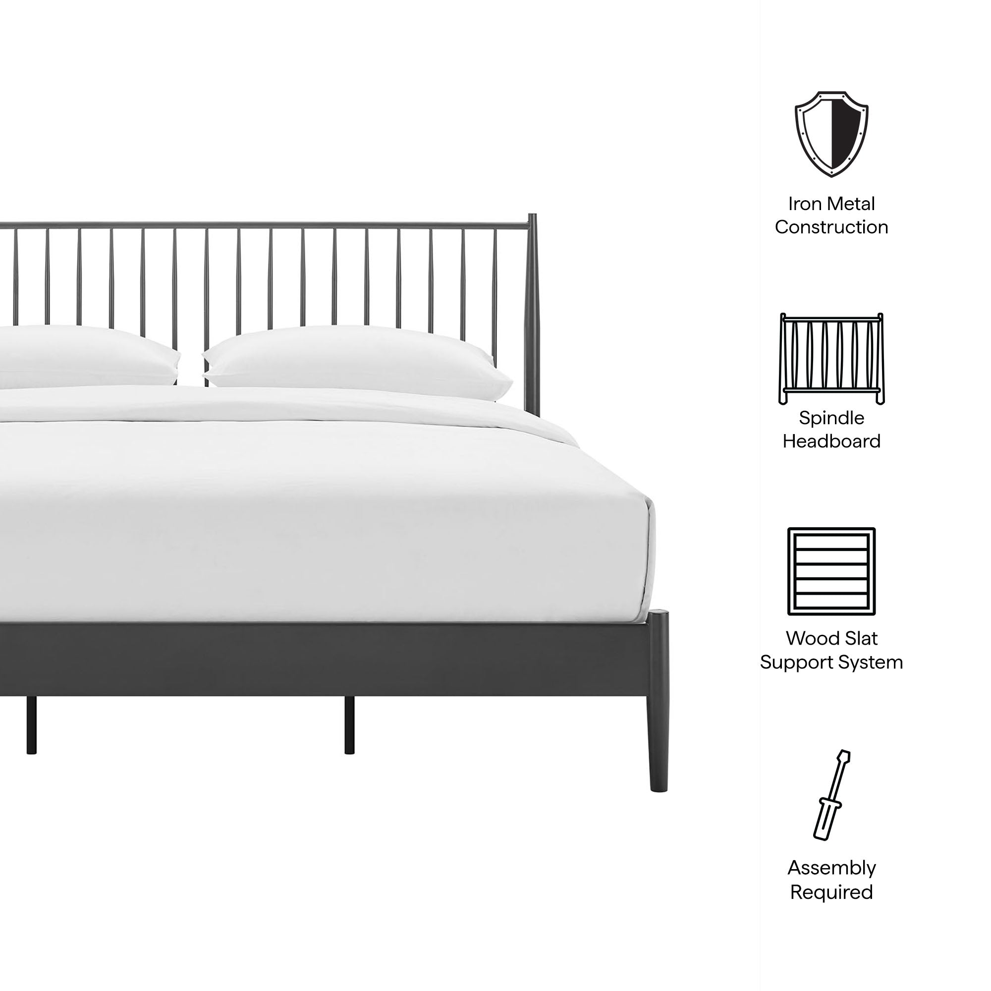 Adair Spindle Metal King Platform Bed
