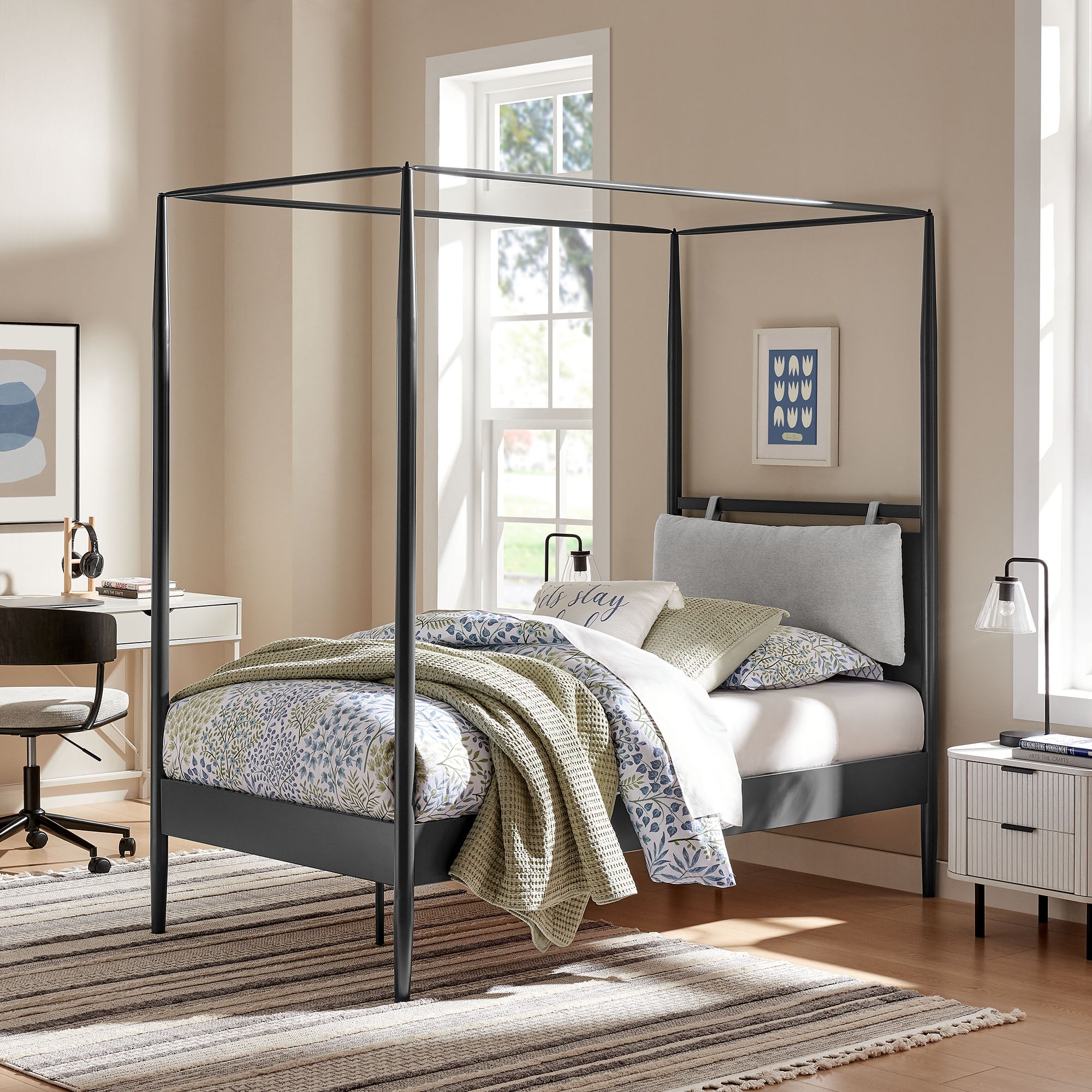 Marlowe 4-Poster Canopy Metal Twin Platform Bed