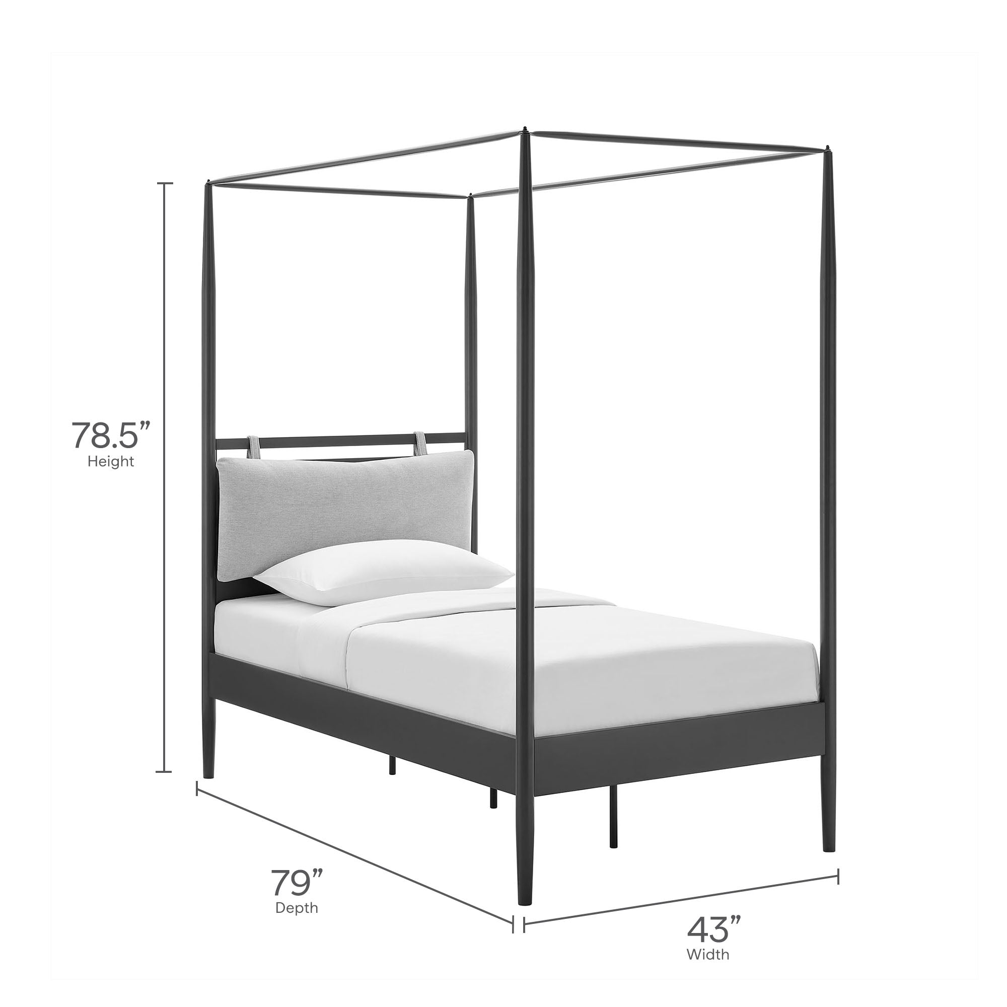 Marlowe 4-Poster Canopy Metal Twin Platform Bed