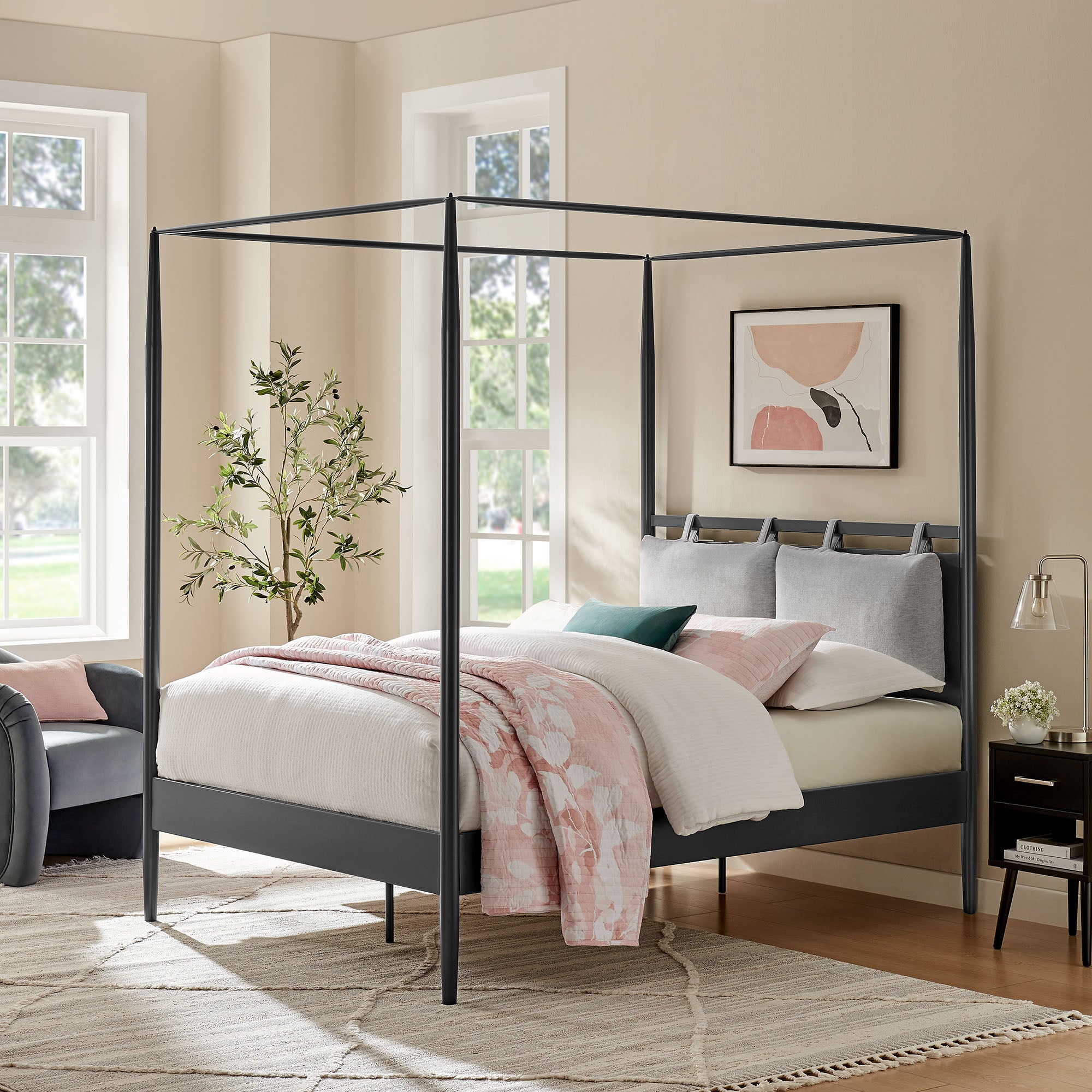 Marlowe 4-Poster Canopy Metal Full Platform Bed