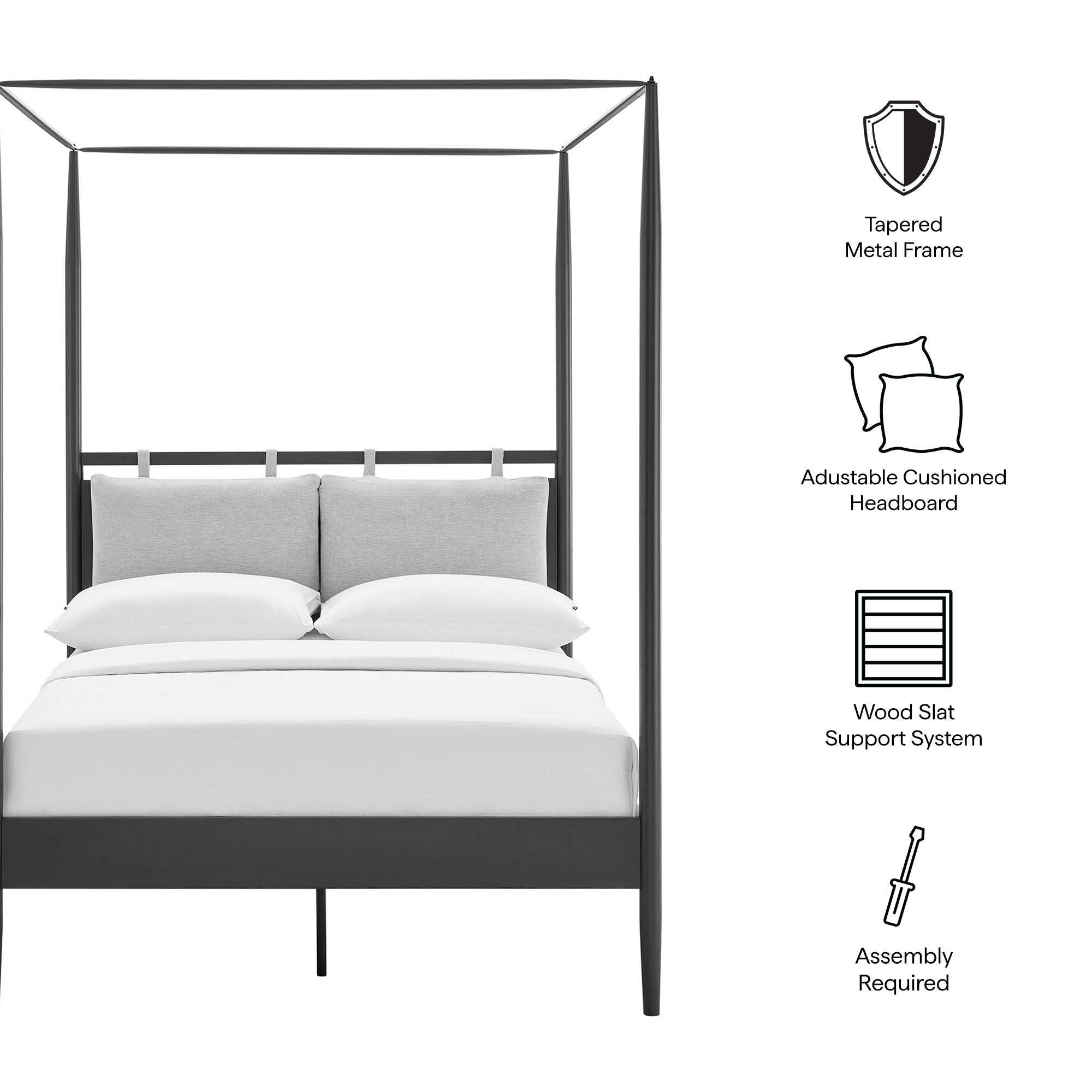 Marlowe 4-Poster Canopy Metal Full Platform Bed