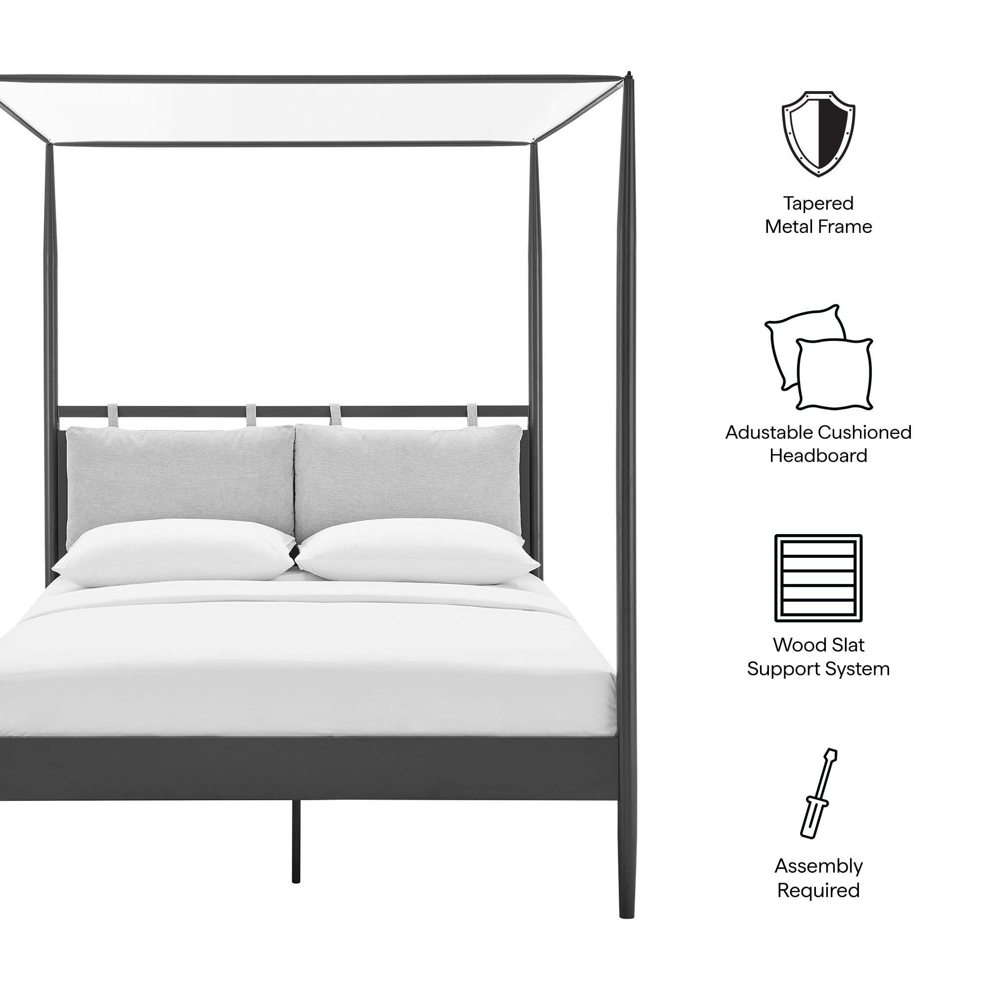 Marlowe 4-Poster Canopy Metal Queen Platform Bed