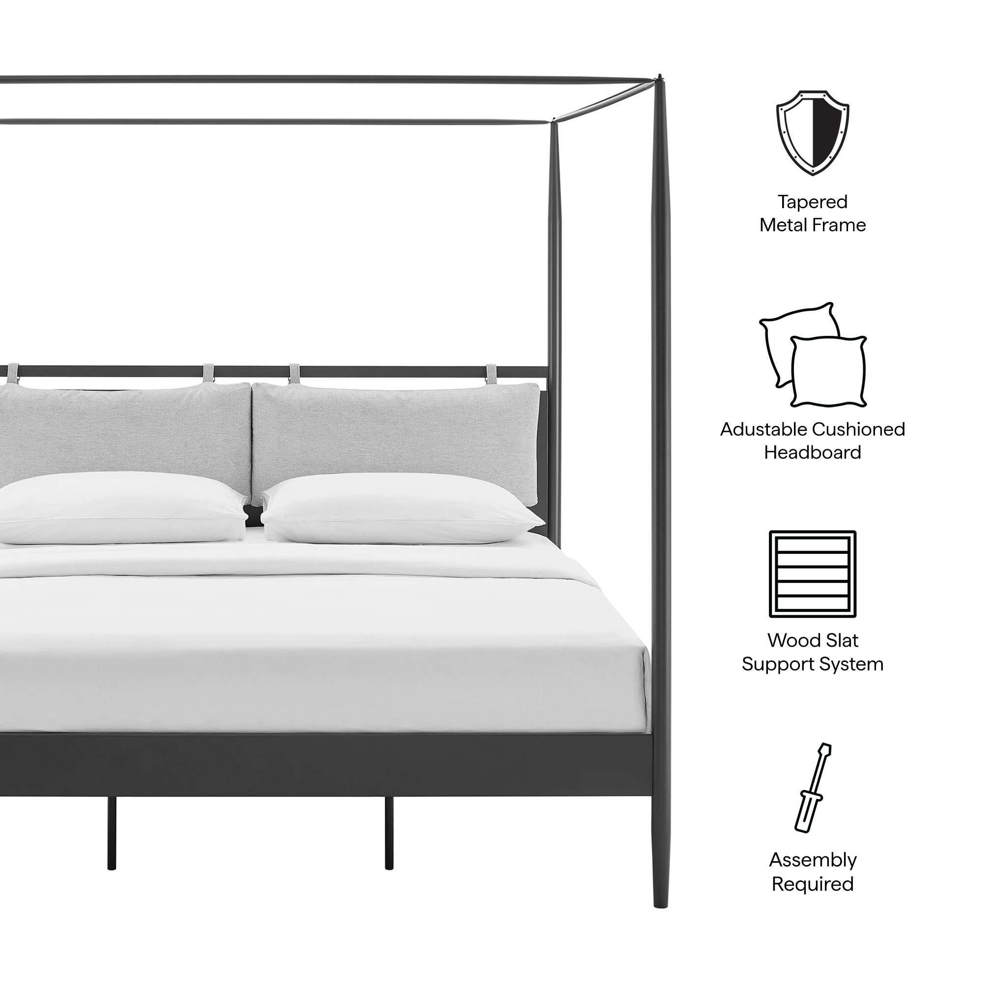 Marlowe 4-Poster Canopy Metal King Platform Bed