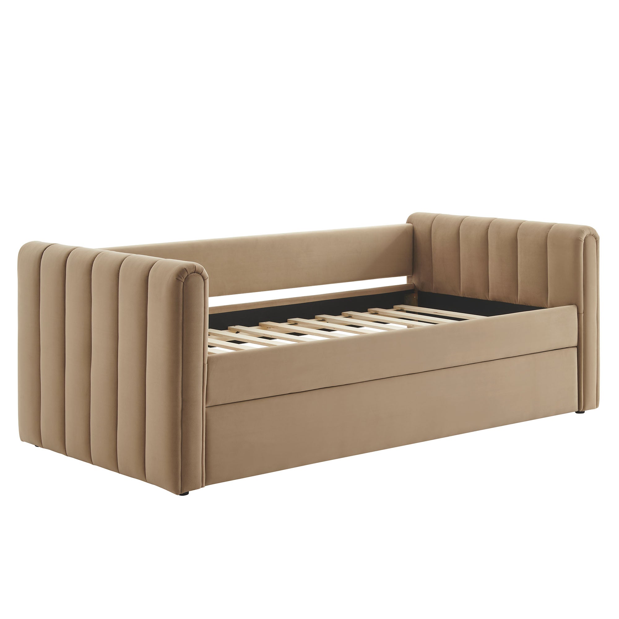 Veyla Channel Tufted Performance Velvet Twin Daybed With Trundle