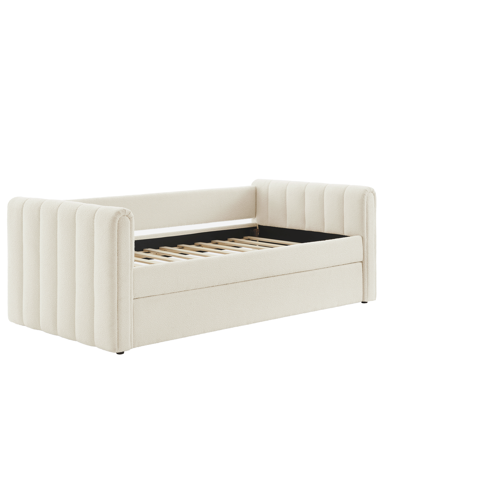 Veyla Channel Tufted Boucle Twin Daybed With Trundle