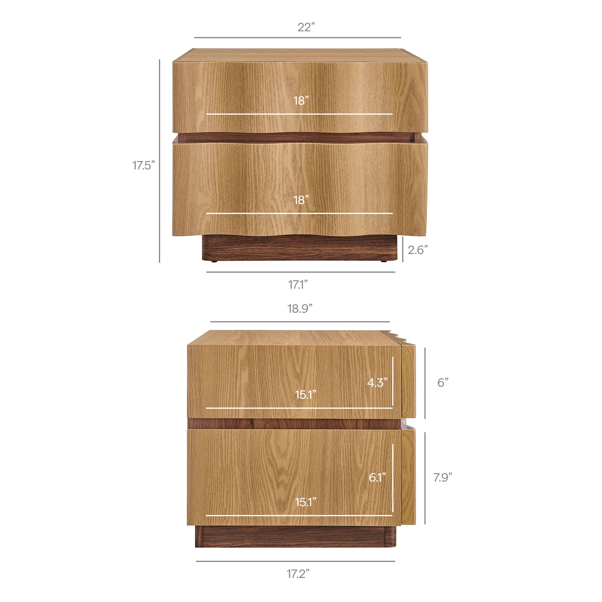 Isola 2 Drawer Nightstand