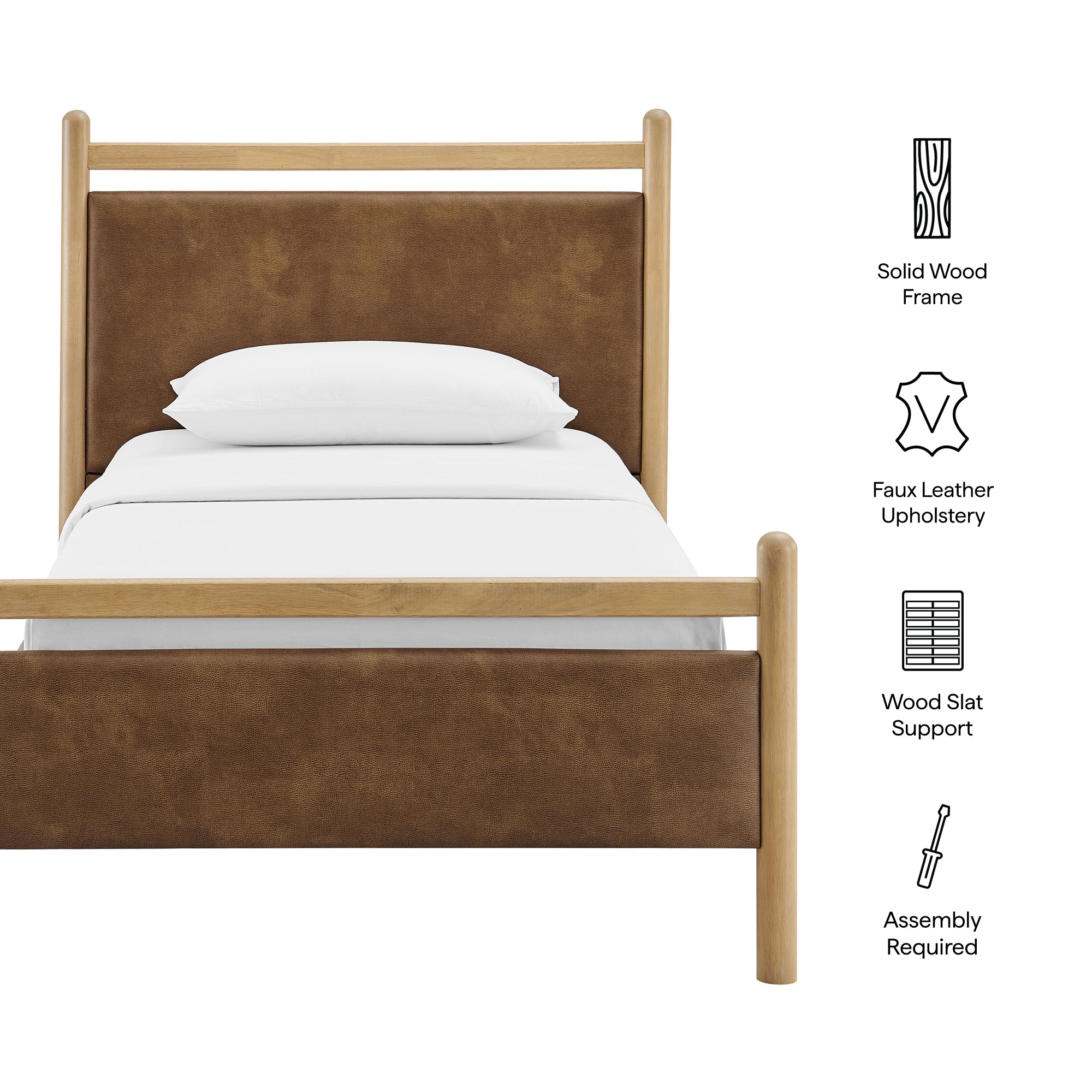 Modway MOD-7245 Ginny Twin Size Vegan Leather Platform Bed Frame