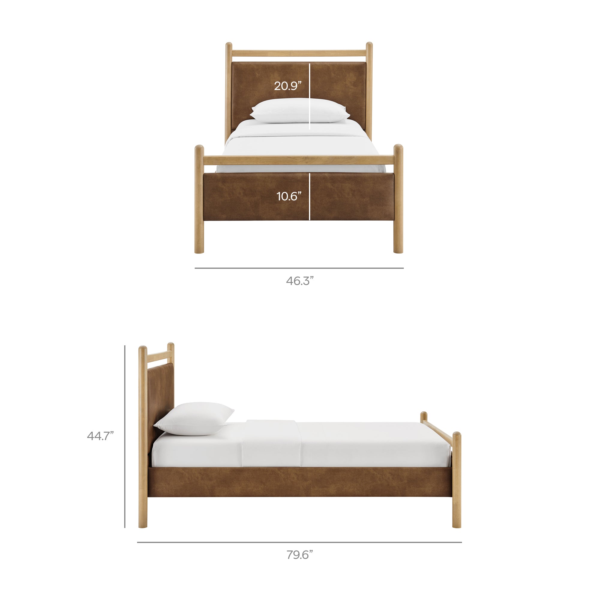 Modway Ginny Twin Size Vegan Leather Platform Bed Frame