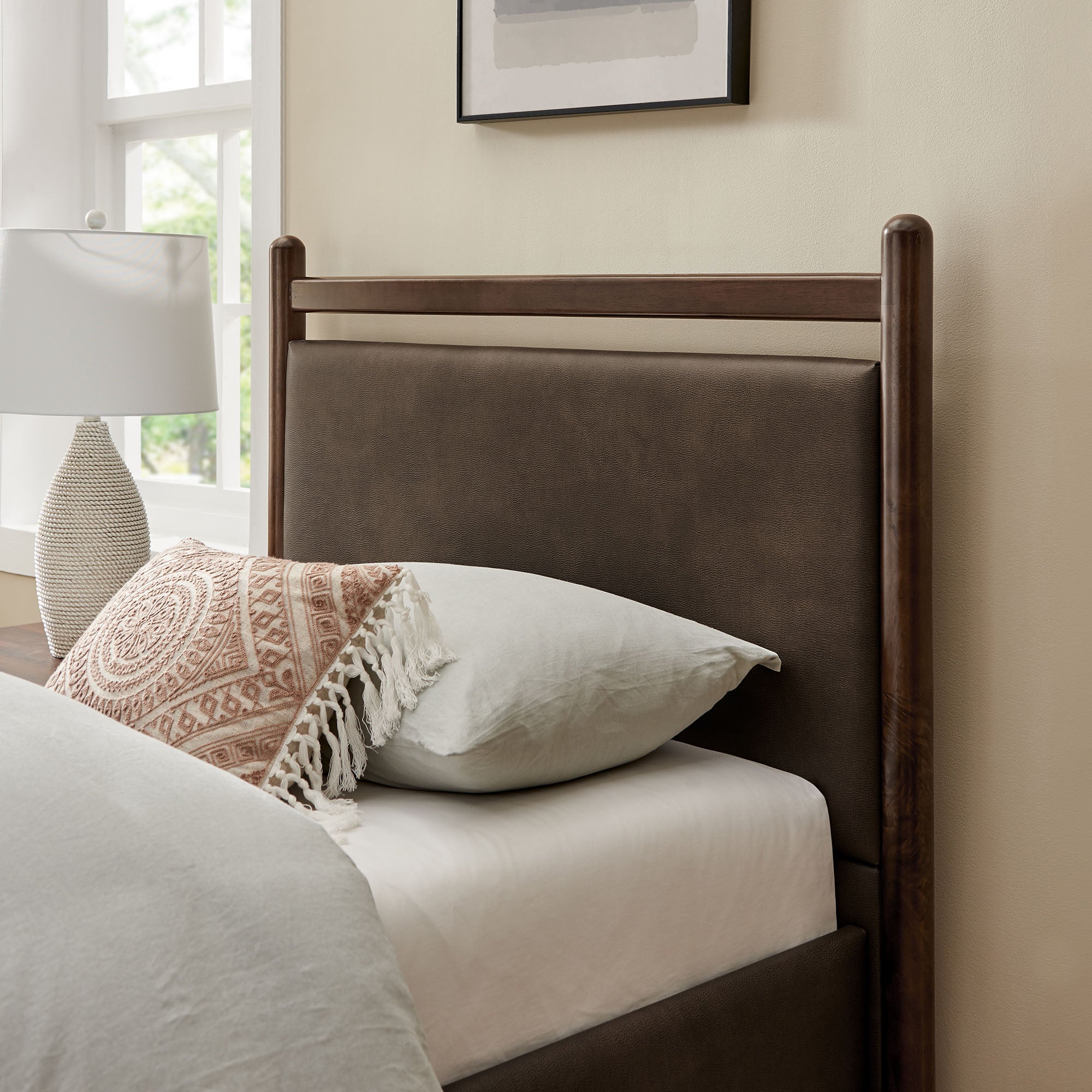 Modway Ginny Twin Size Vegan Leather Platform Bed Frame