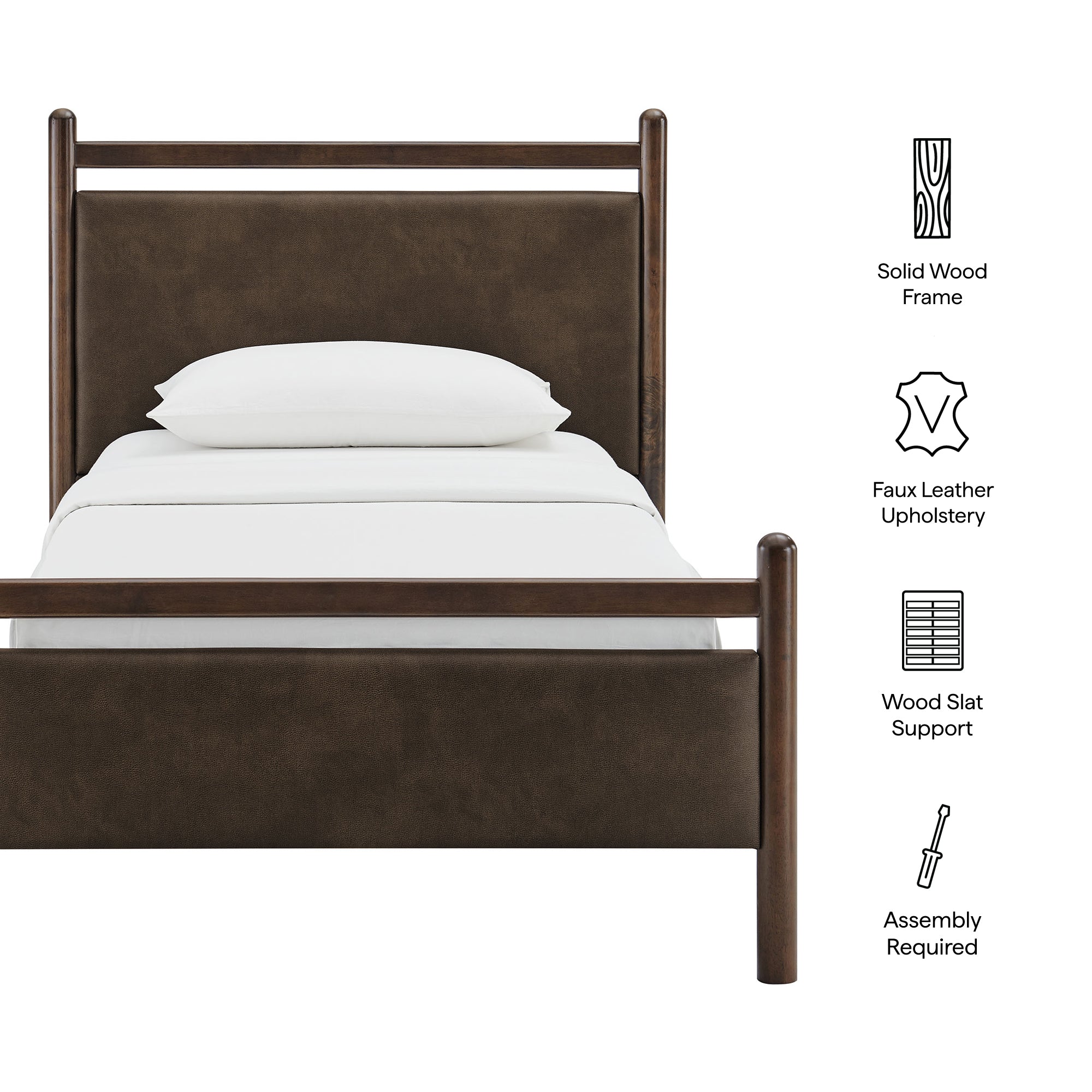 Modway MOD-7245 Ginny Twin Size Vegan Leather Platform Bed Frame