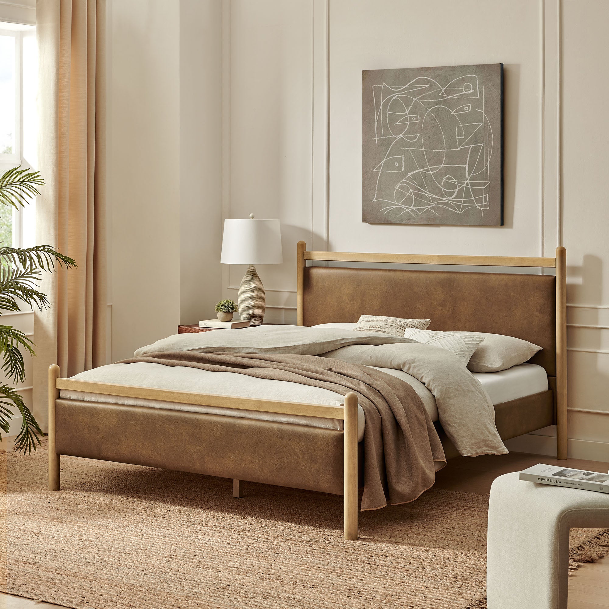 Modway Ginny Full Size Vegan Leather Platform Bed Frame