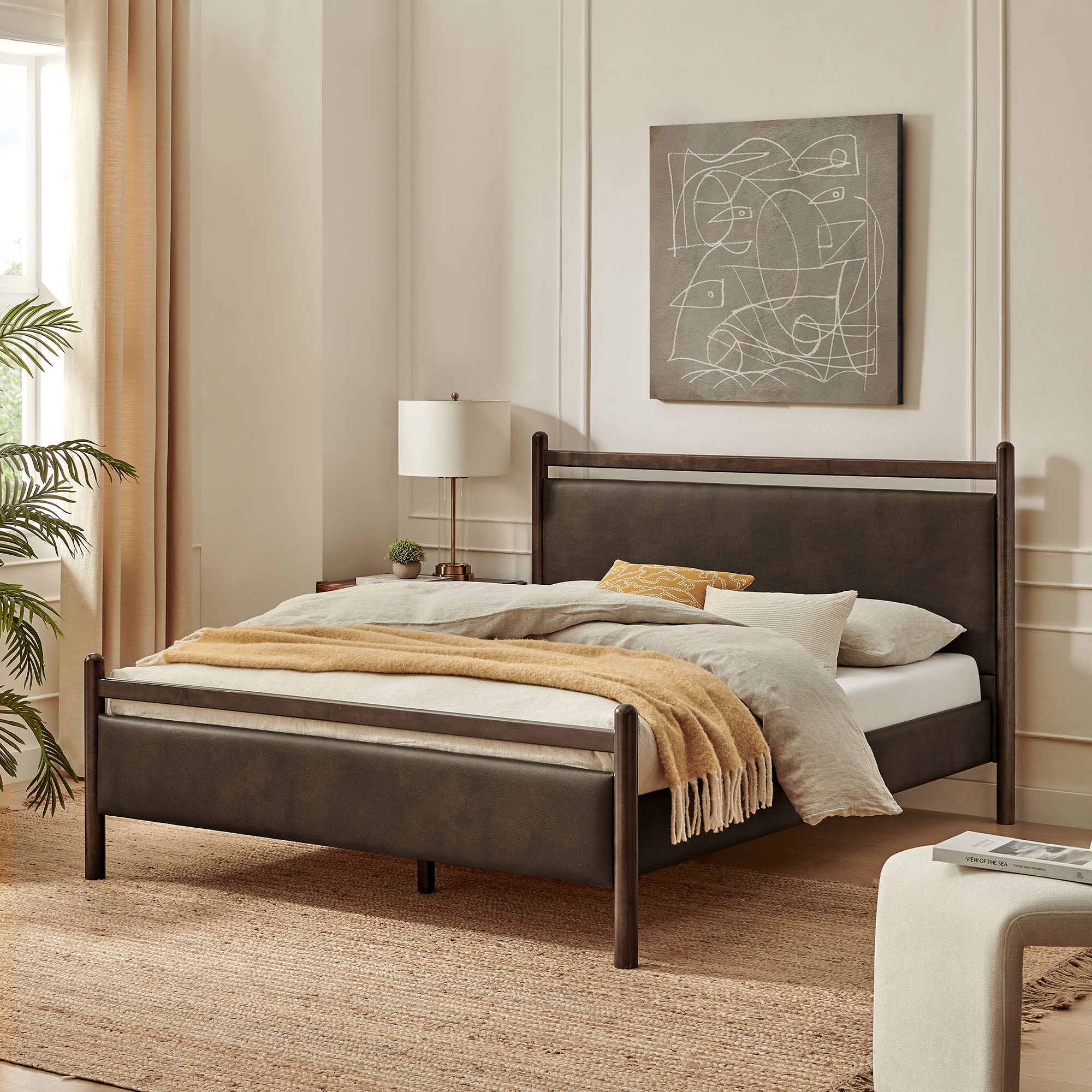 Modway MOD-7247 Ginny Full Size Vegan Leather Platform Bed Frame
